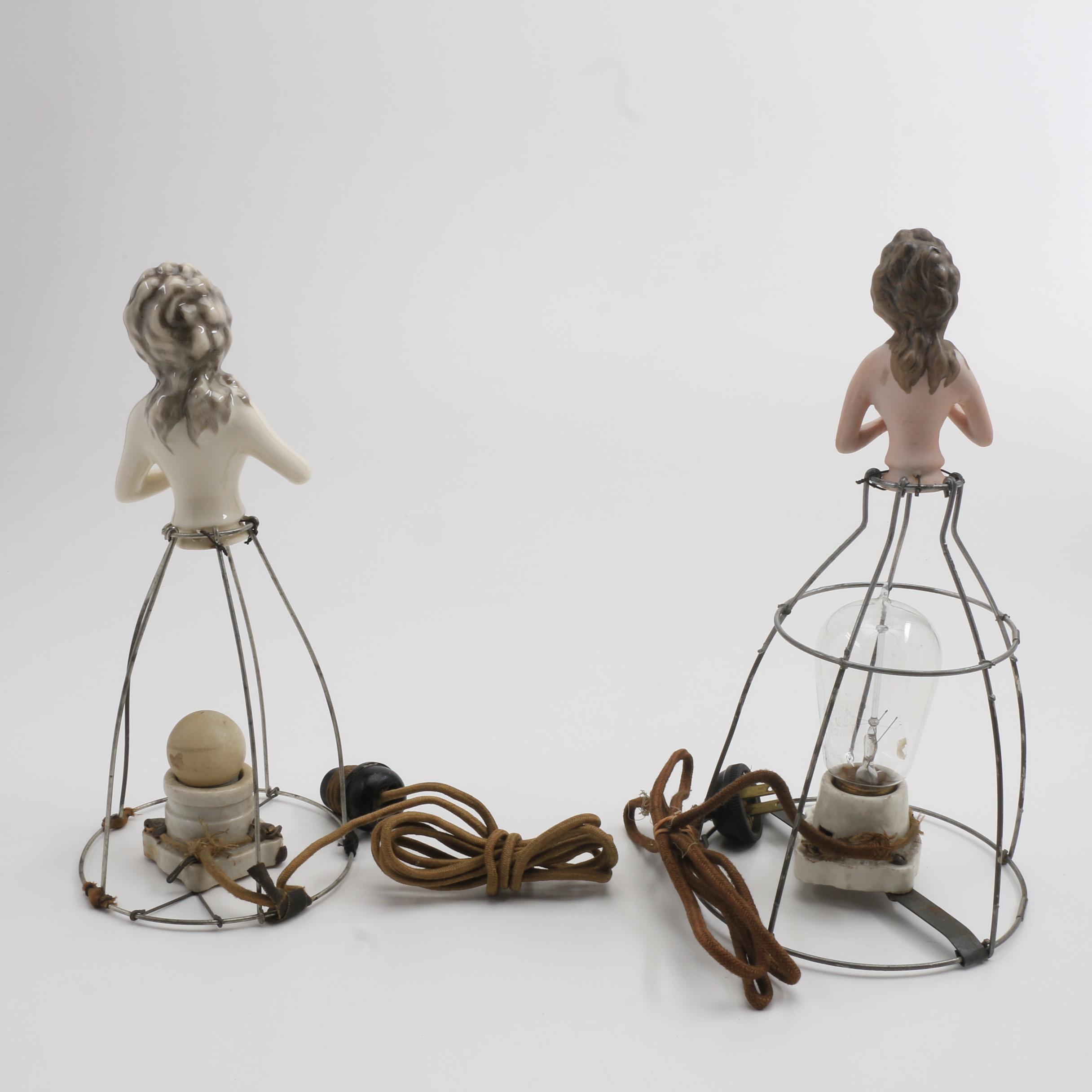 1920's Porcelain Half Doll Lamps and German Half Dolls