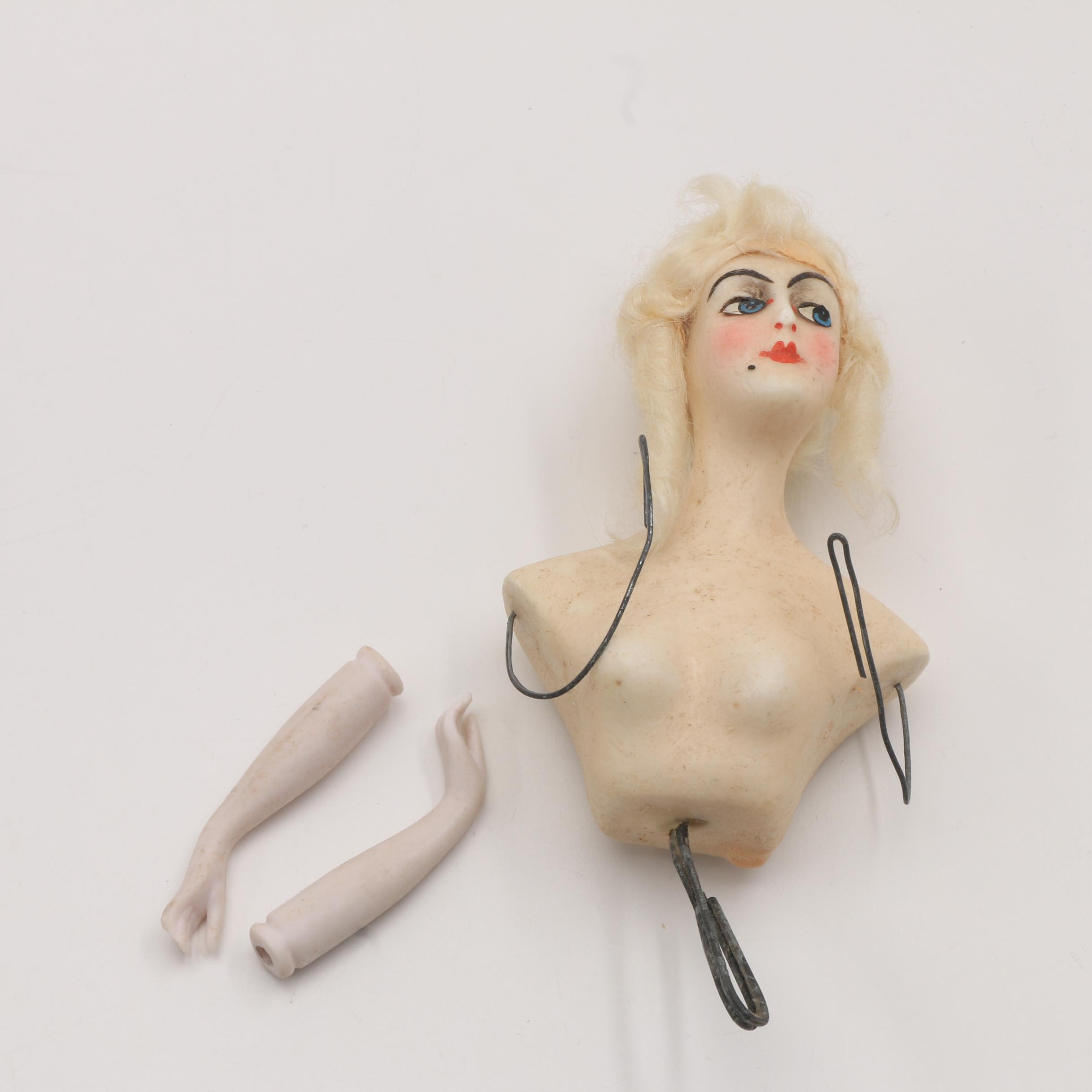 1920's Porcelain Half Doll Lamps and German Half Dolls