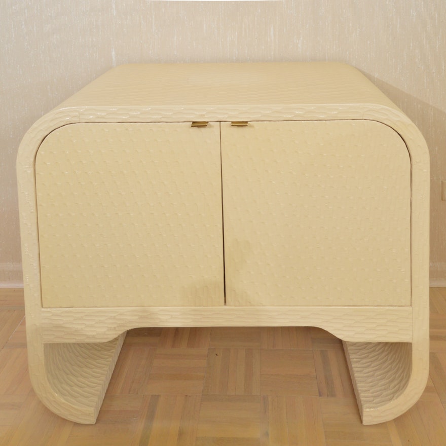 1980s Deco Style Textured Wood End Table
