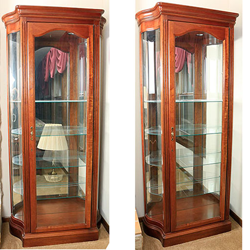 Pair of Curio Cabinets by the Jasper Cabinet Company