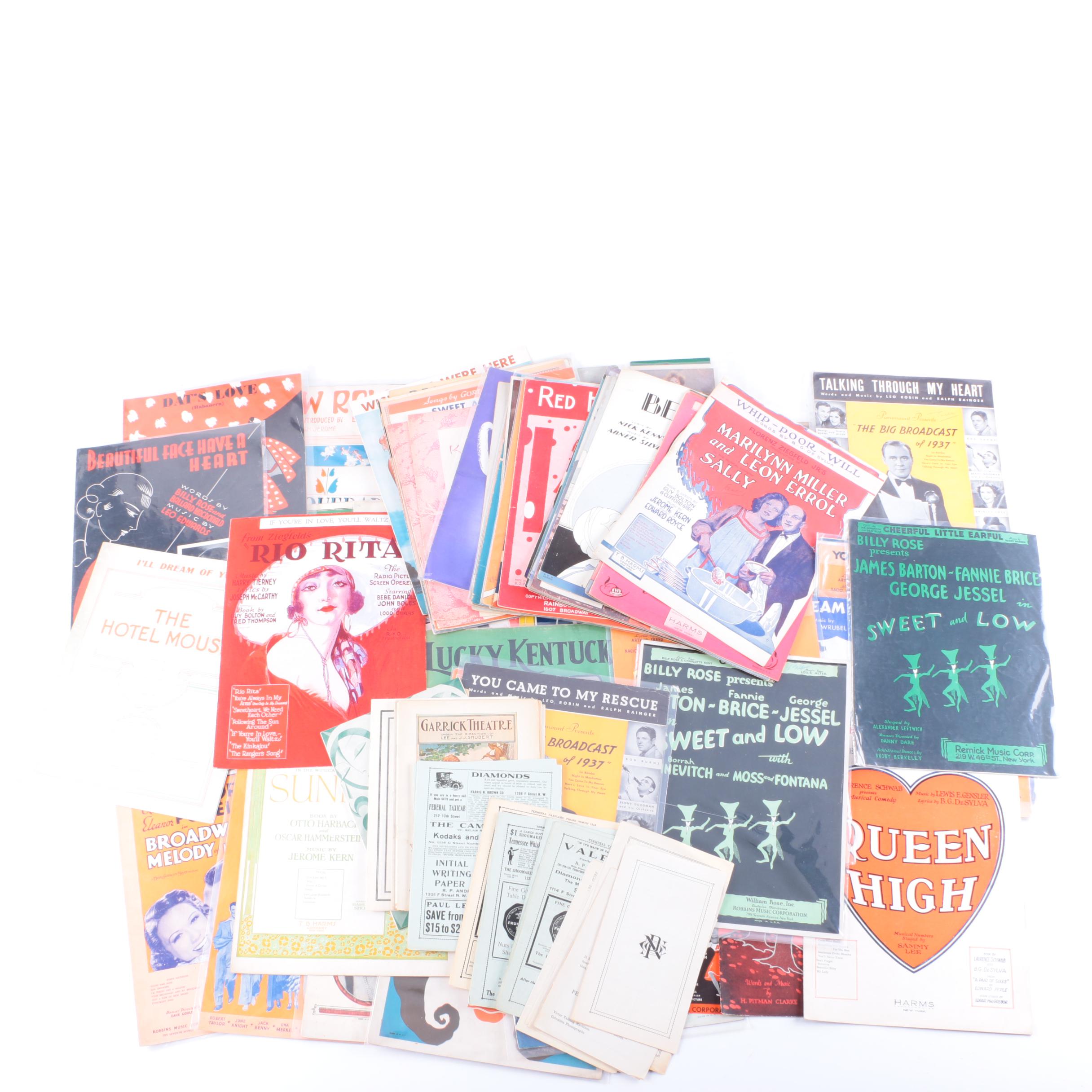 Vintage Sheet Music and Theatre Ephemera