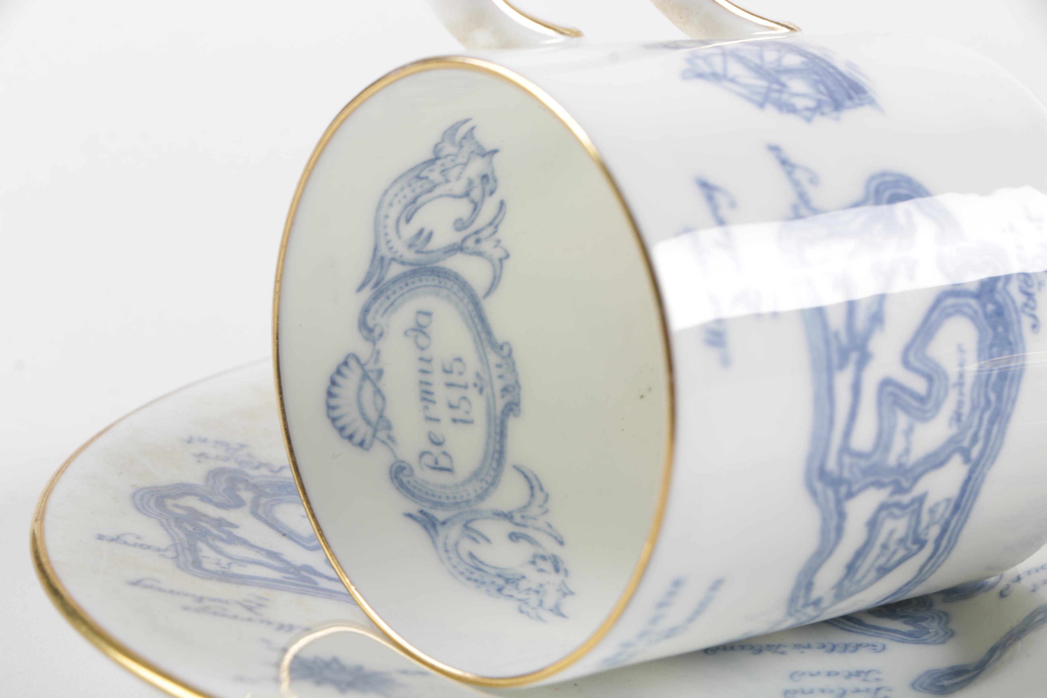 Souvenir Porcelain Cups and Saucers Including Wedgwood and Rosenthal