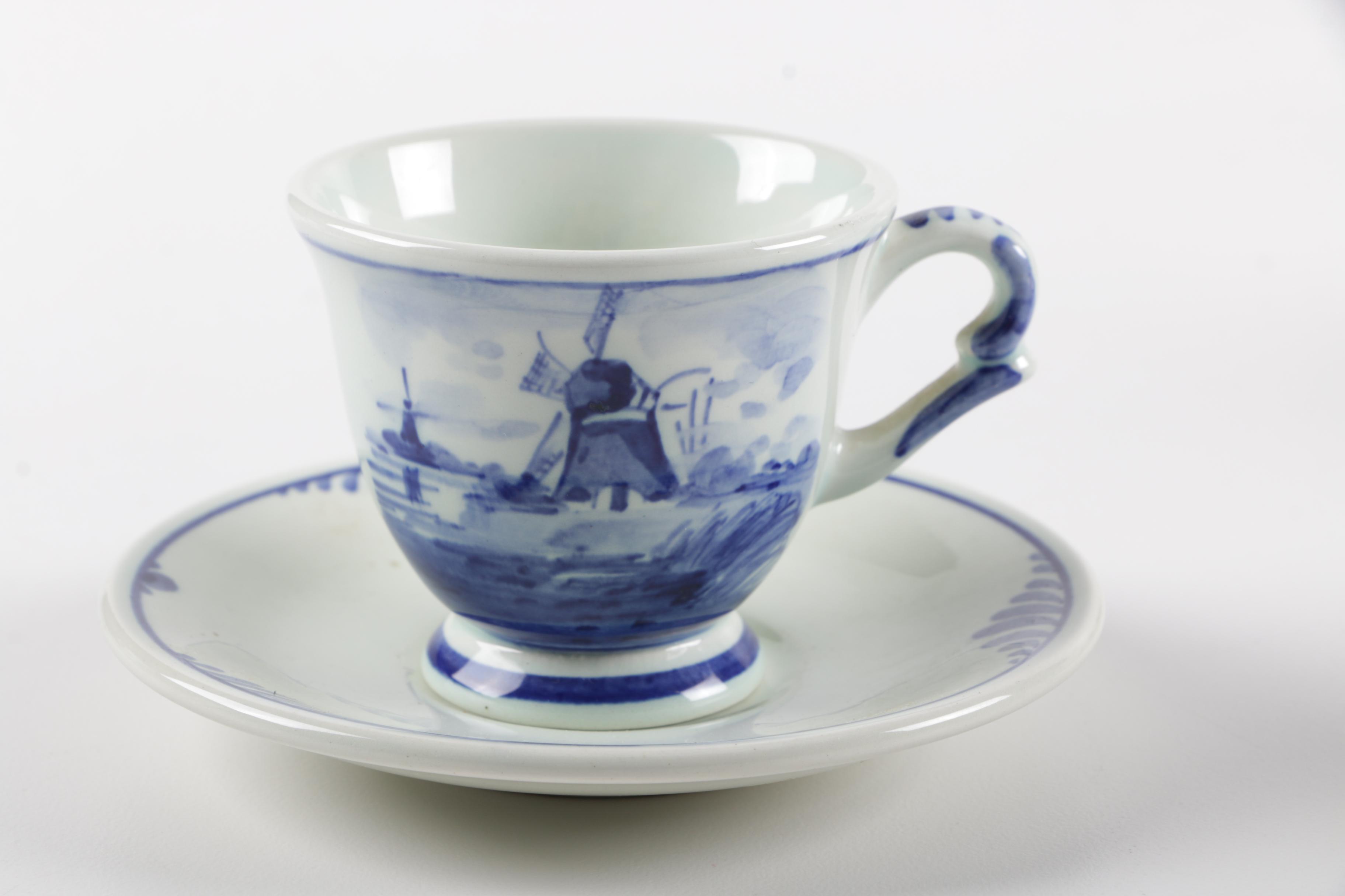 Souvenir Porcelain Cups and Saucers Including Wedgwood and Rosenthal