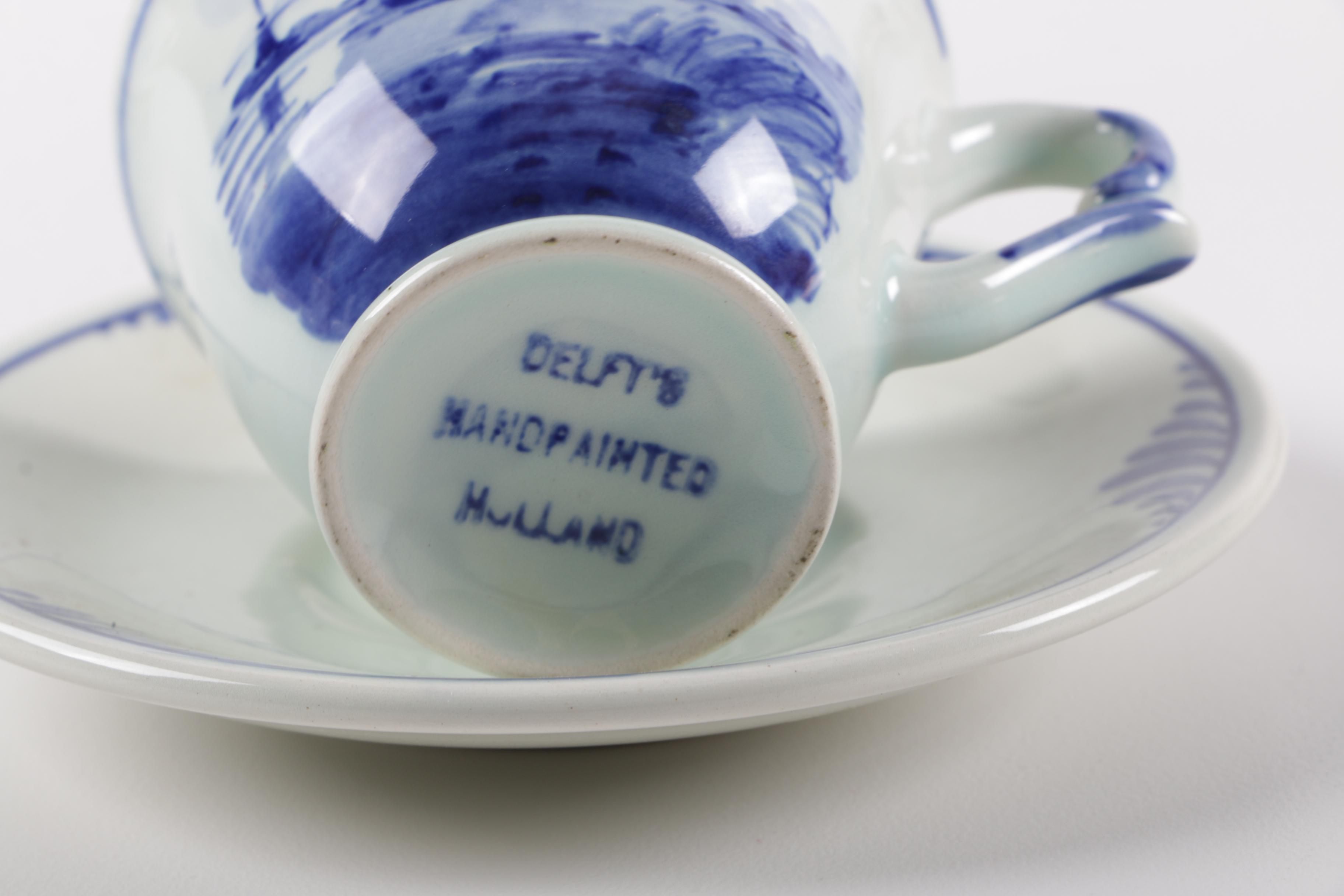 Souvenir Porcelain Cups and Saucers Including Wedgwood and Rosenthal