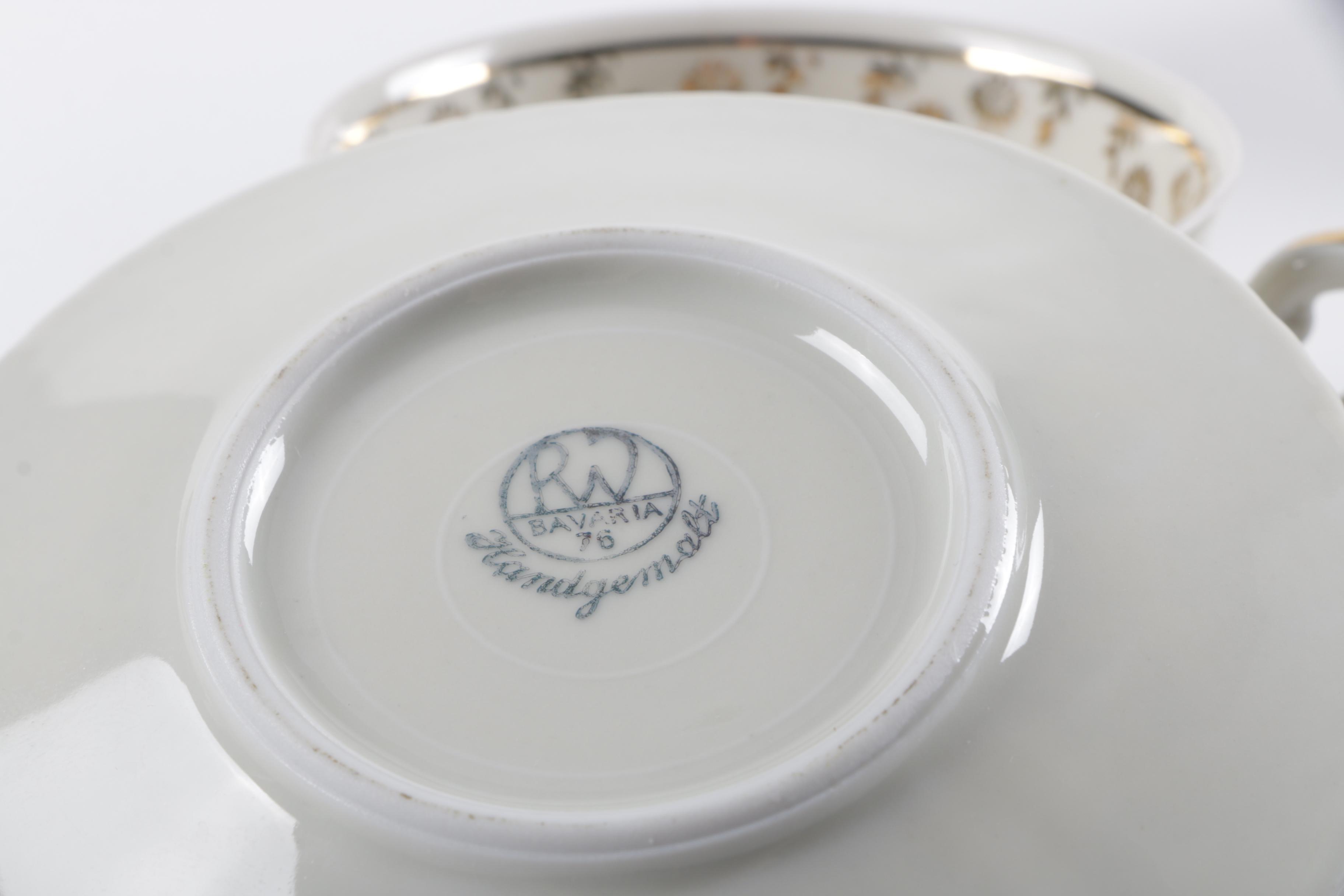 Souvenir Porcelain Cups and Saucers Including Wedgwood and Rosenthal