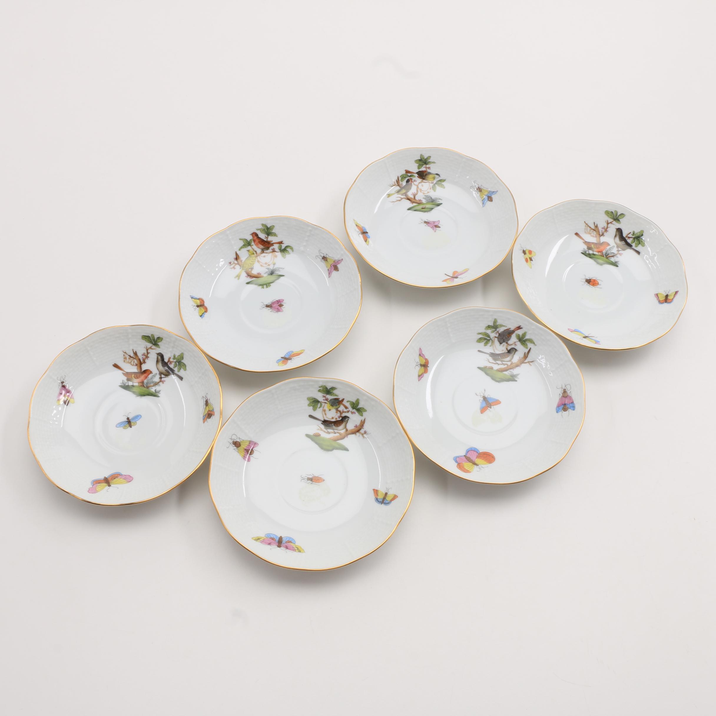 Herend Hand Painted "Rothschild Bird"  Demitasse Cups