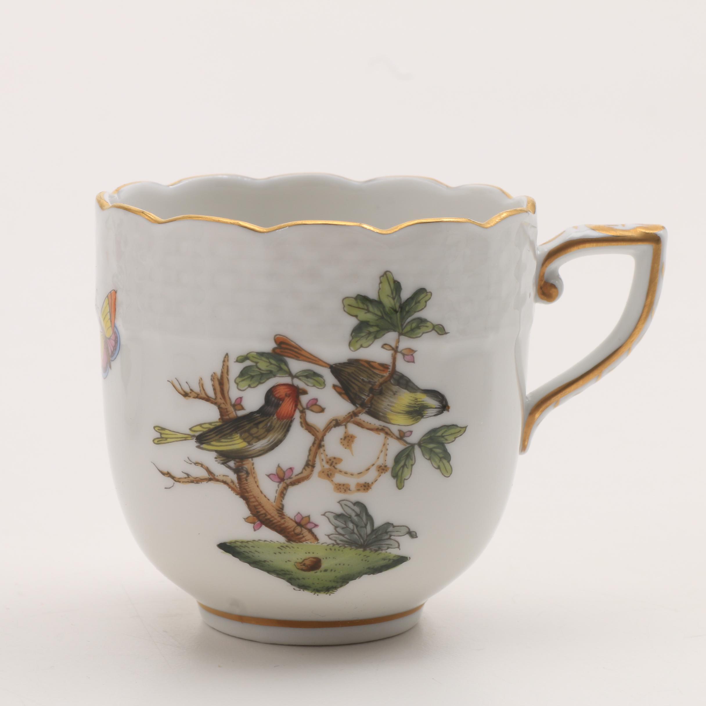 Herend Hand Painted "Rothschild Bird"  Demitasse Cups