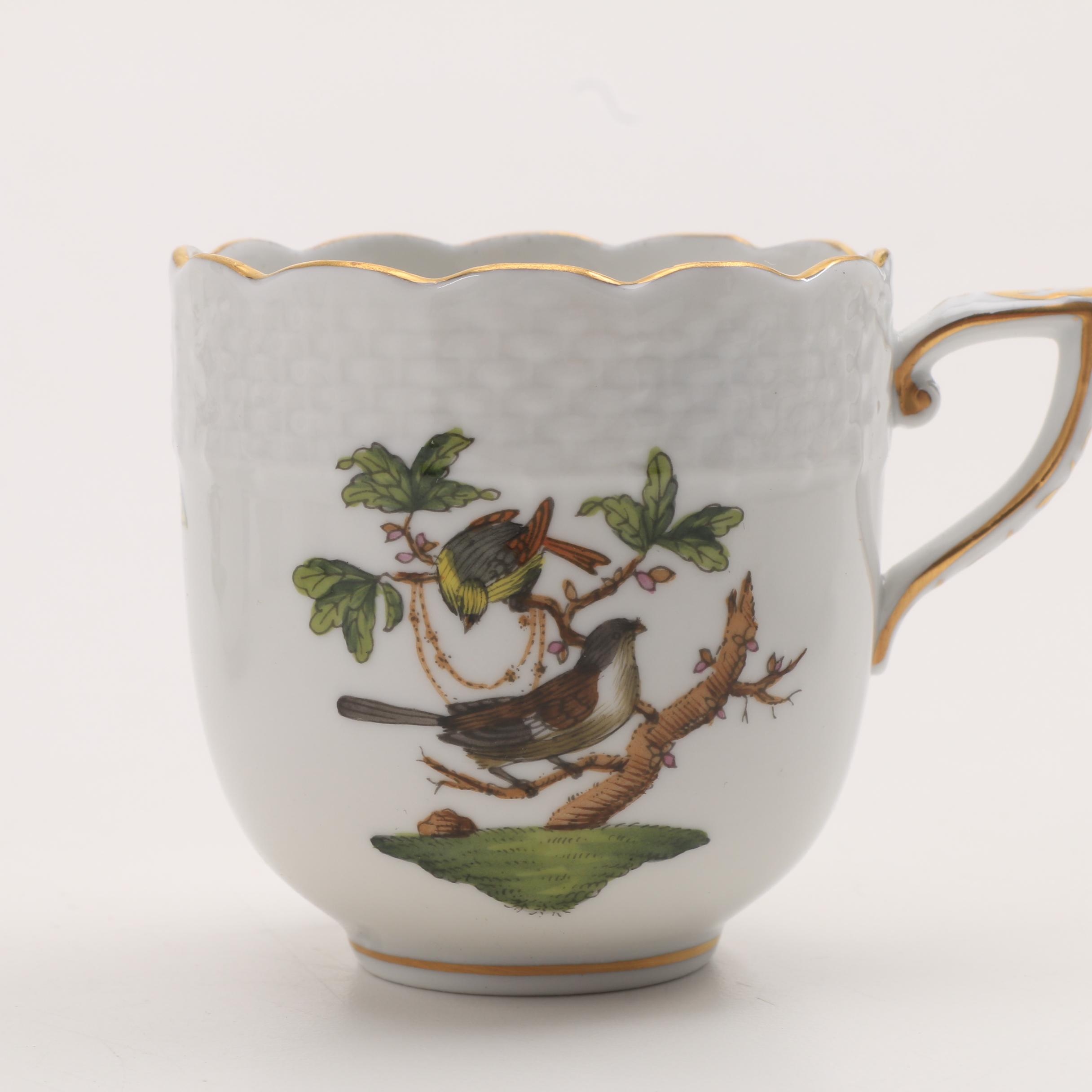 Herend Hand Painted "Rothschild Bird"  Demitasse Cups