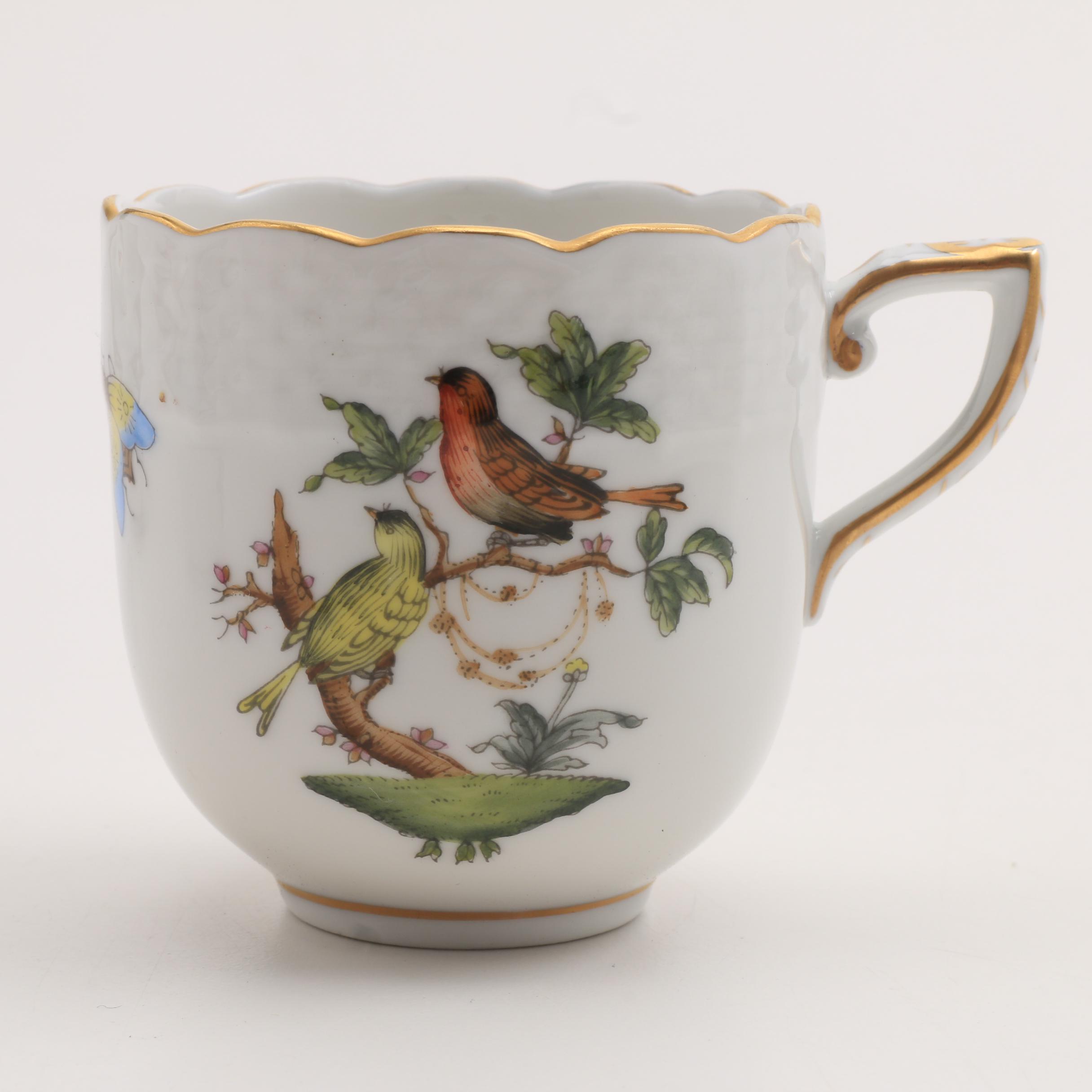 Herend Hand Painted "Rothschild Bird"  Demitasse Cups