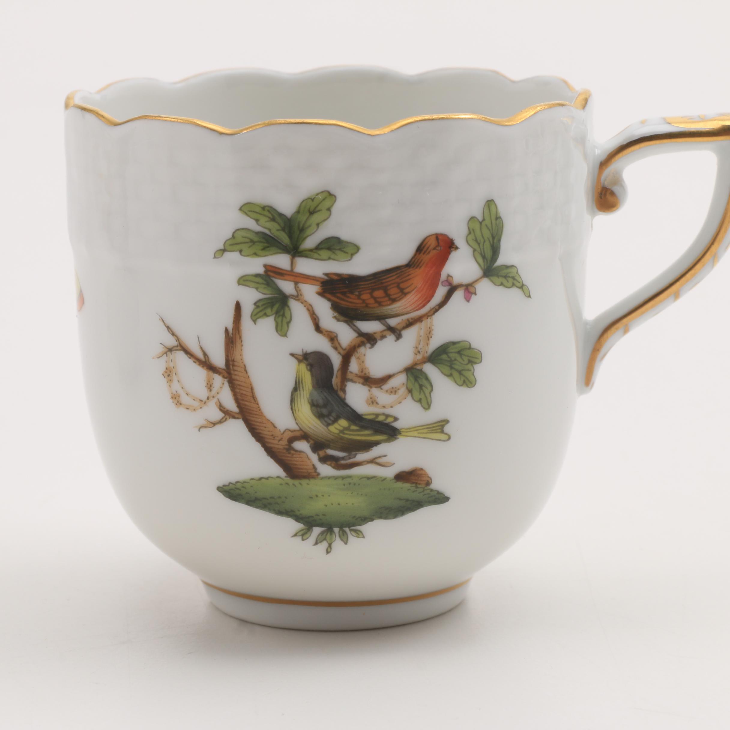 Herend Hand Painted "Rothschild Bird"  Demitasse Cups