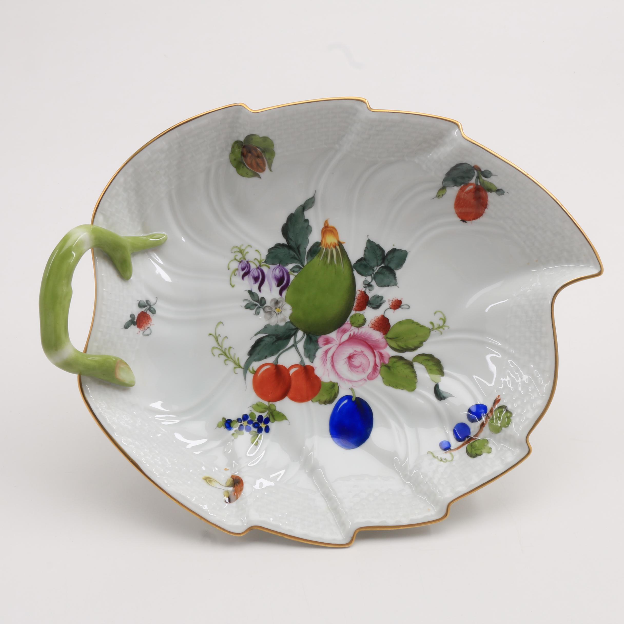 Herend "Fruit and Flowers" Tray and "Rothschild Birds" Leaf  Dish