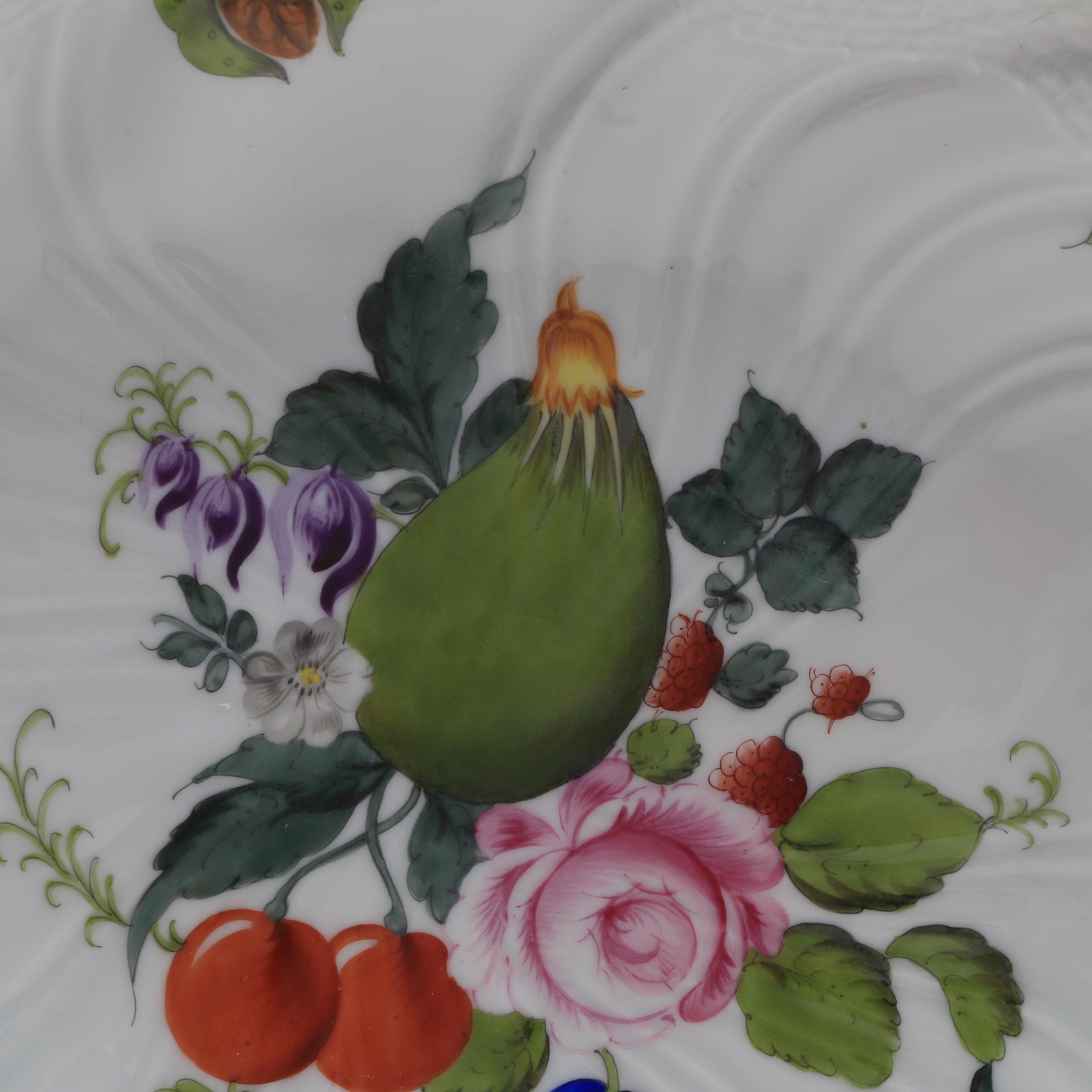 Herend "Fruit and Flowers" Tray and "Rothschild Birds" Leaf  Dish