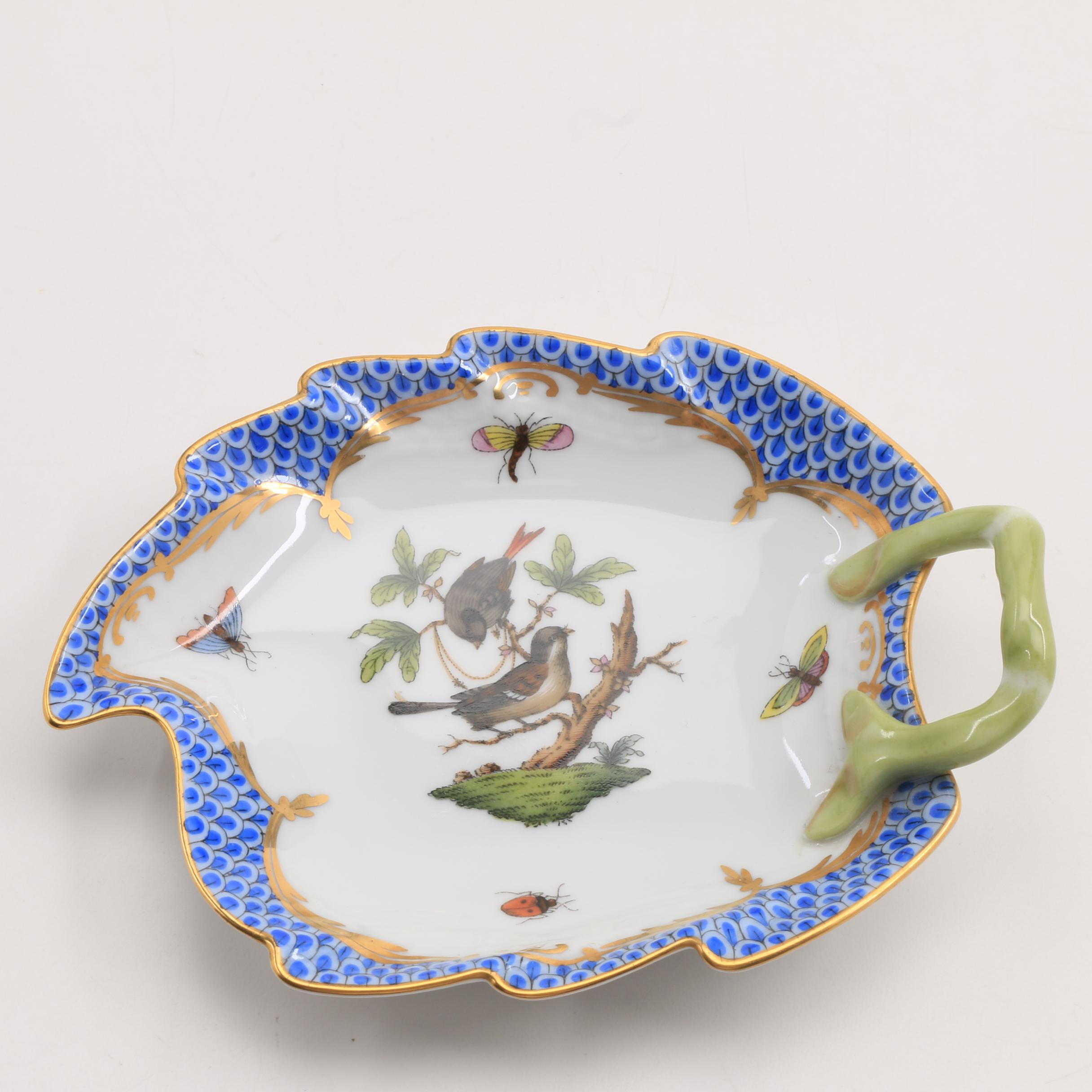 Herend "Fruit and Flowers" Tray and "Rothschild Birds" Leaf  Dish