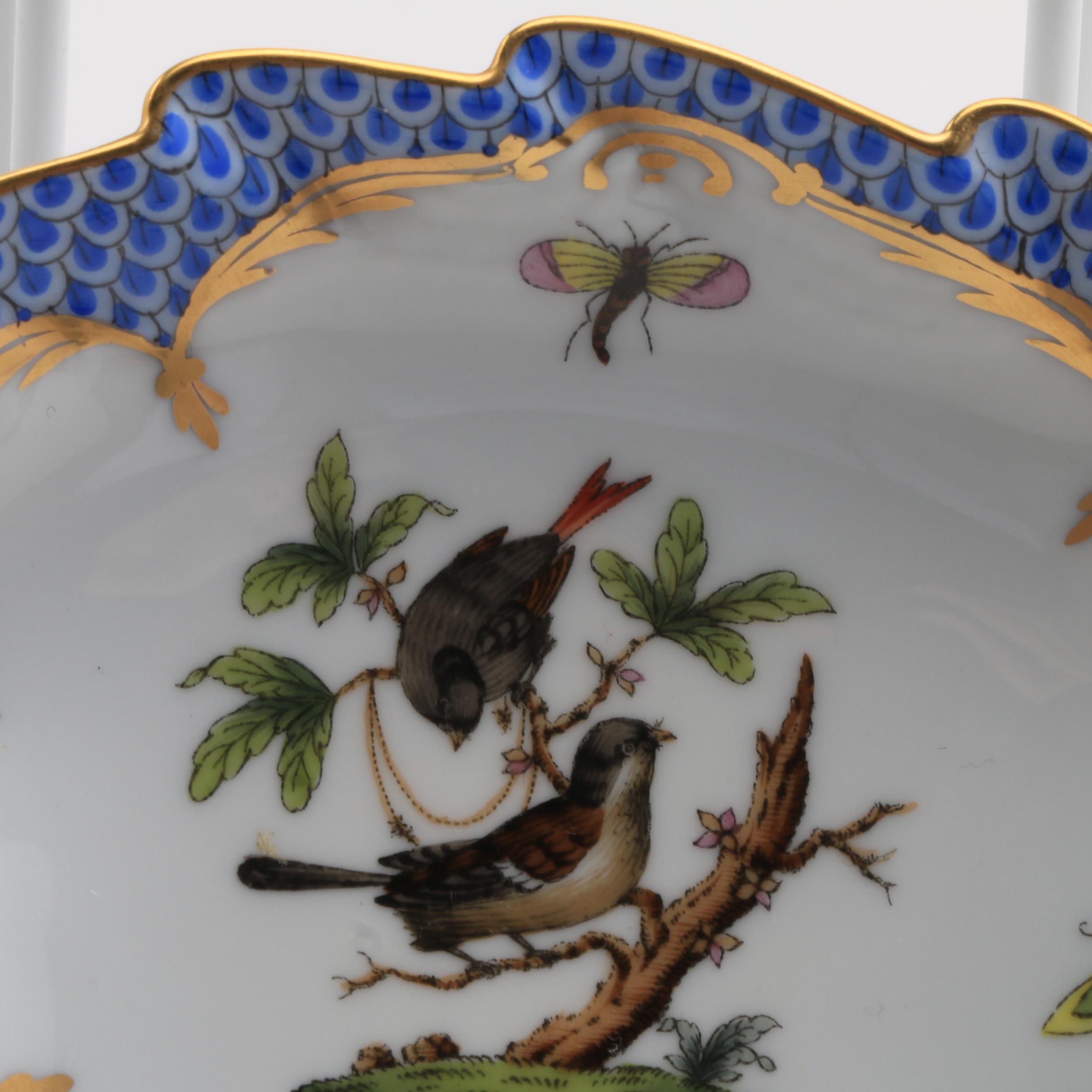 Herend "Fruit and Flowers" Tray and "Rothschild Birds" Leaf  Dish