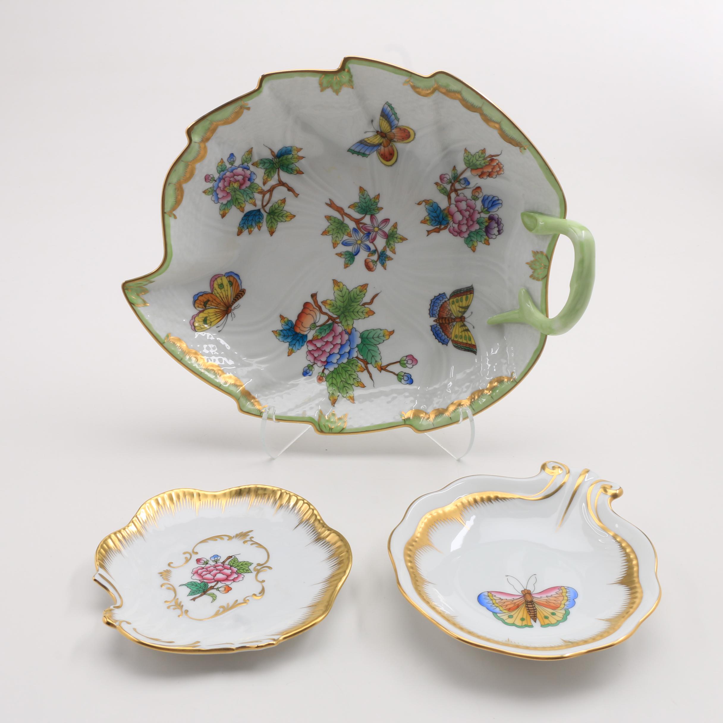 Herend "Queen Victoria" Tray and Shell Dishes