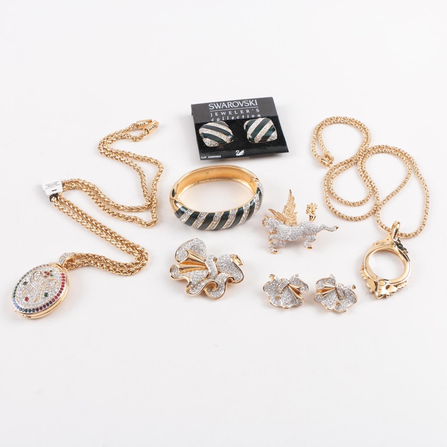 Assortment of Swarovski Gold Tone Jewelry