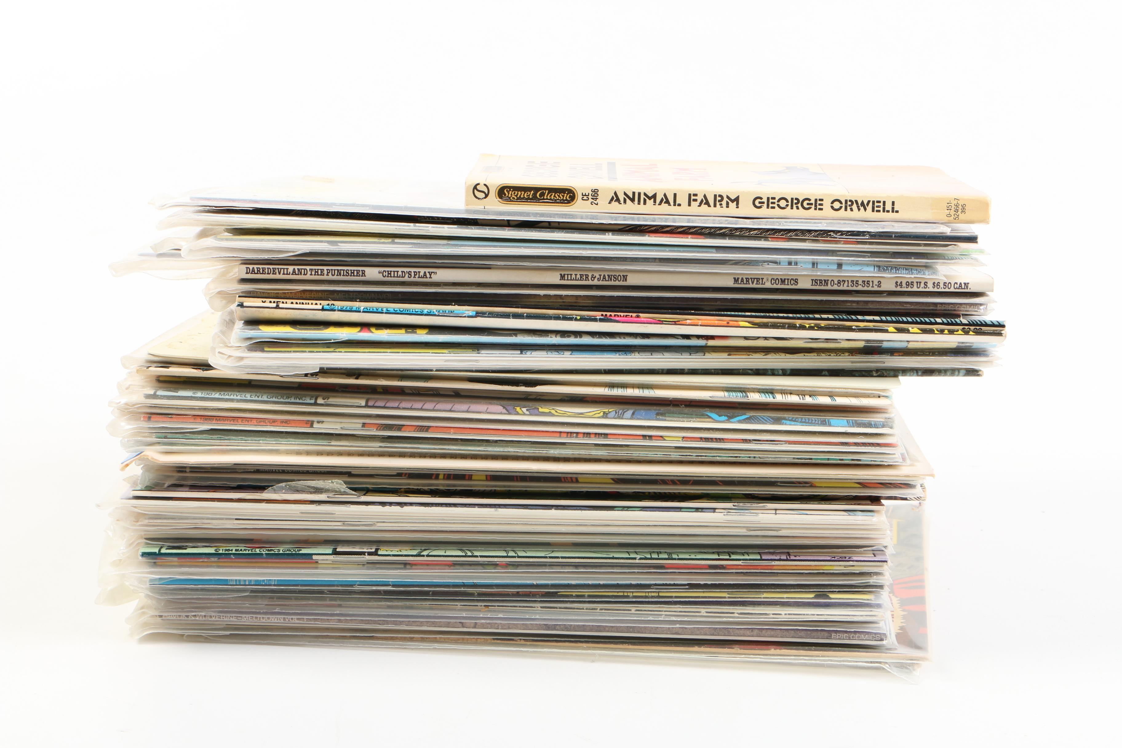 Bronze Age and Modern Age Comic Assortment and "Animal Farm" by George Orwell