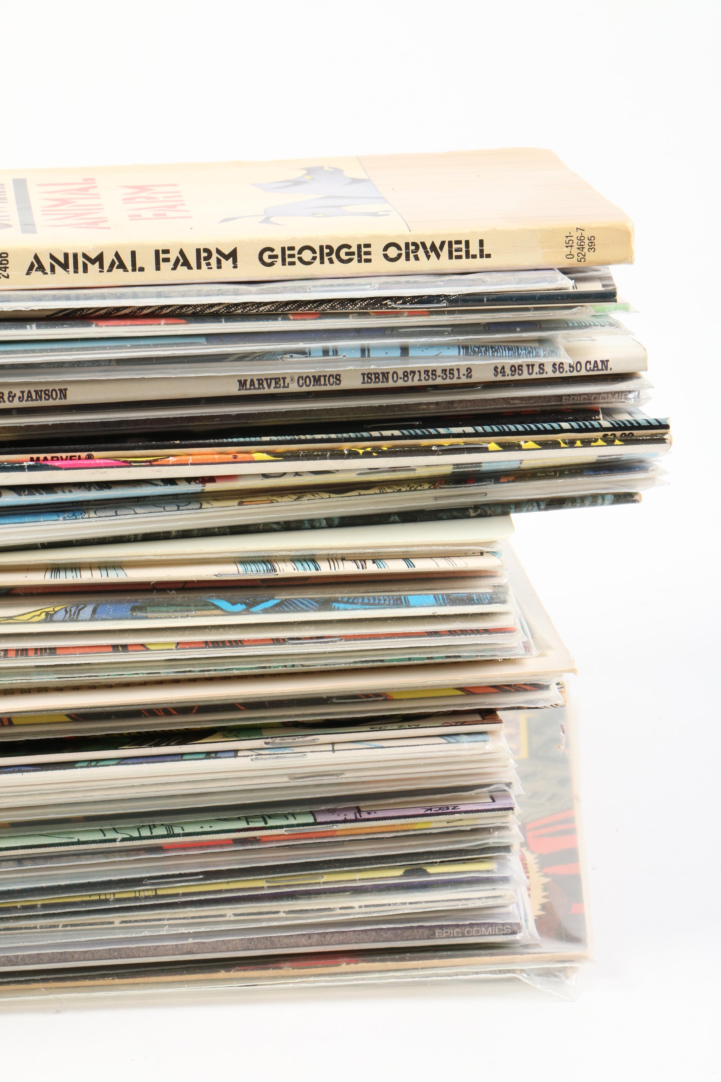 Bronze Age and Modern Age Comic Assortment and "Animal Farm" by George Orwell