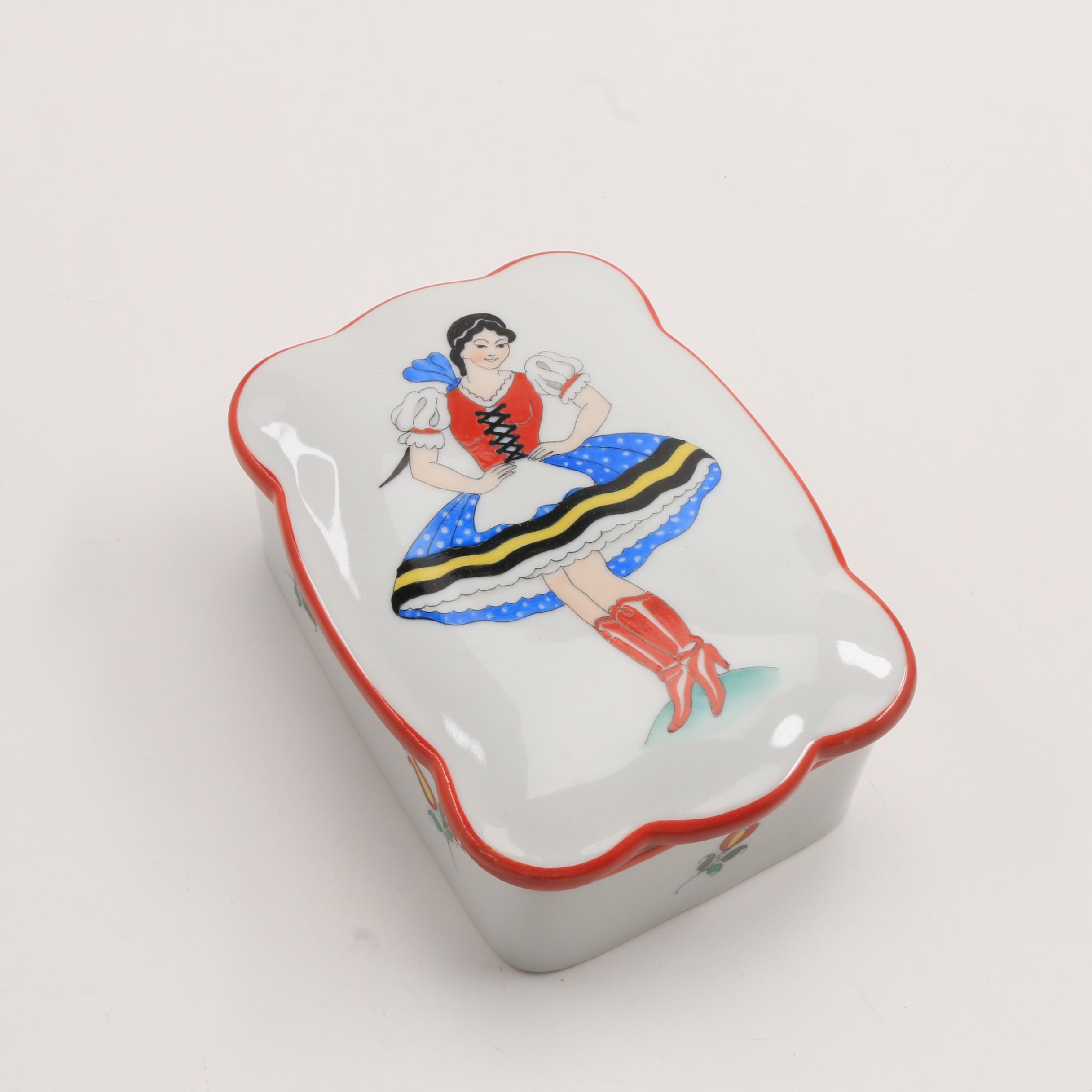 Porcelain Figurines and Herend Porcelain Trinket Box
