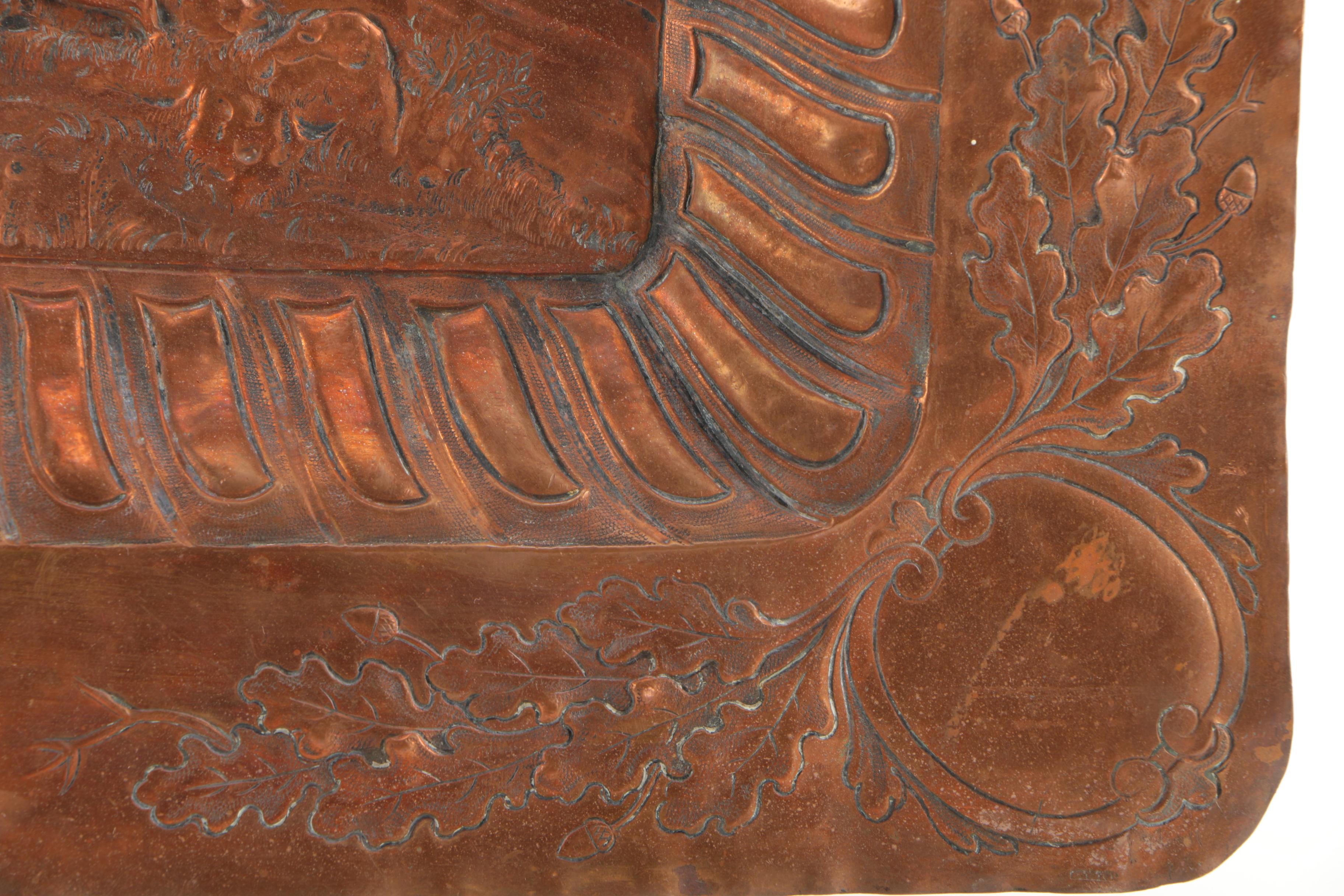 Copper Tray with Hammered Woodland Scene