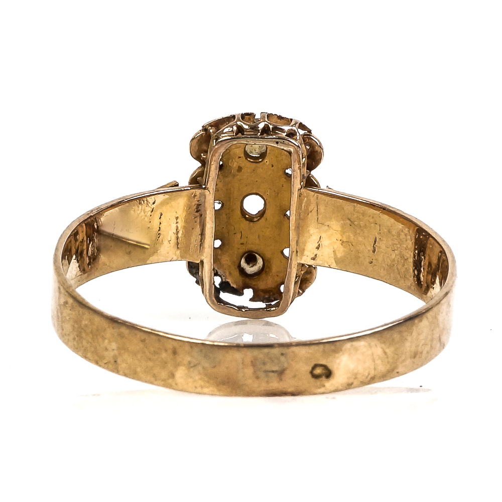 Antique Victorian 18K Yellow Gold and Seed Pearl Ring