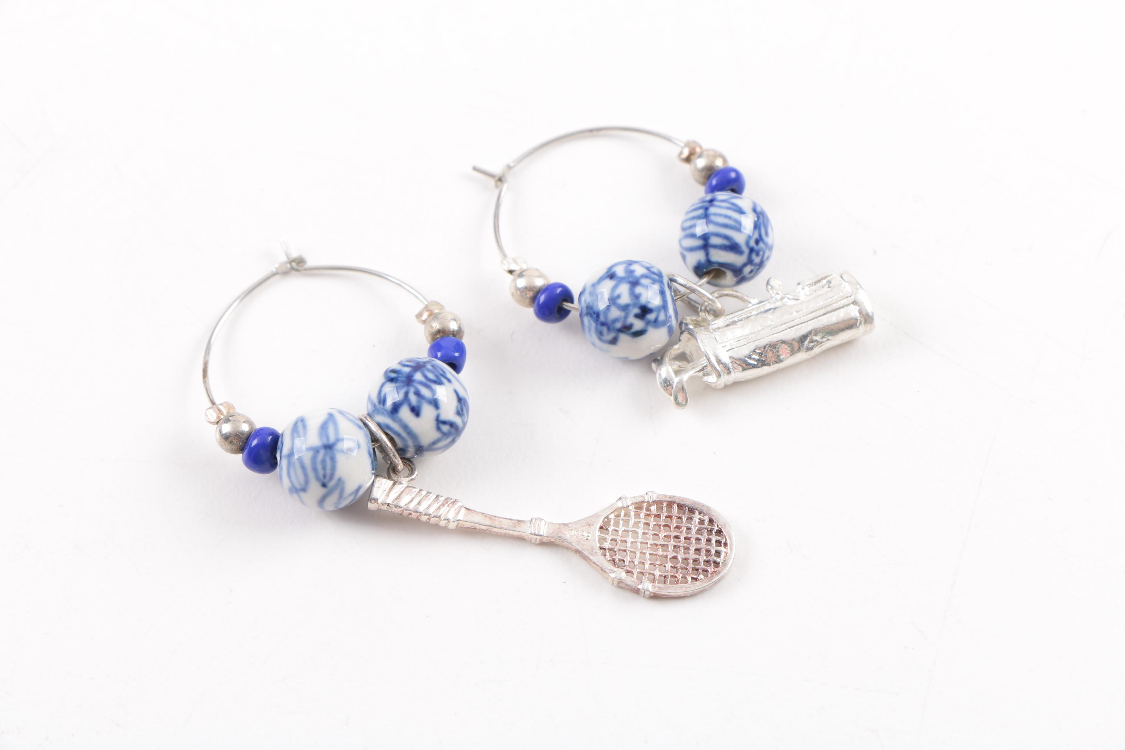 Sterling Silver and Ceramic Bead Wine Glass ID Rings