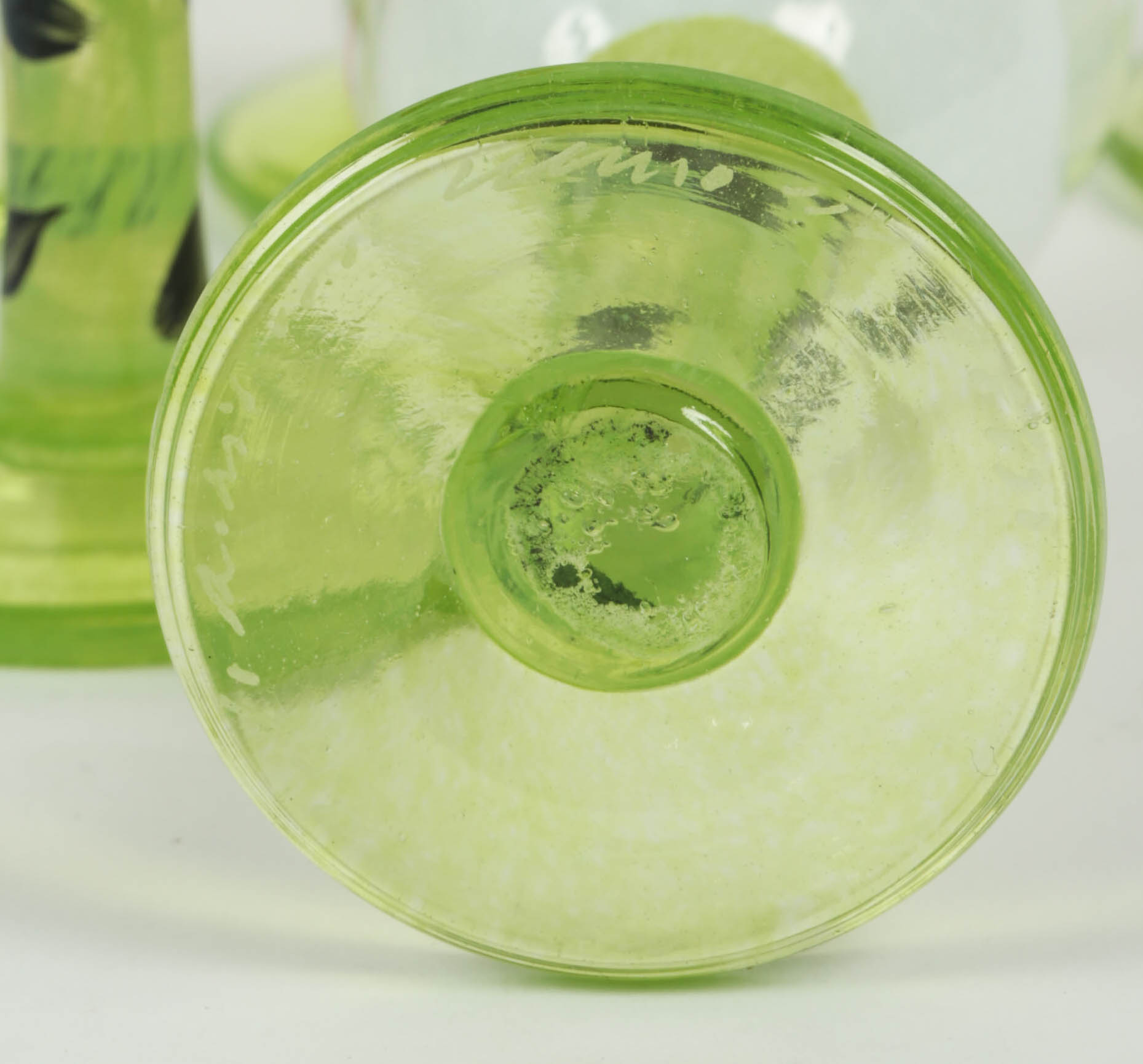 Set of Kosta Boda "Open Minds" Hand-Painted Stemmed Glasses