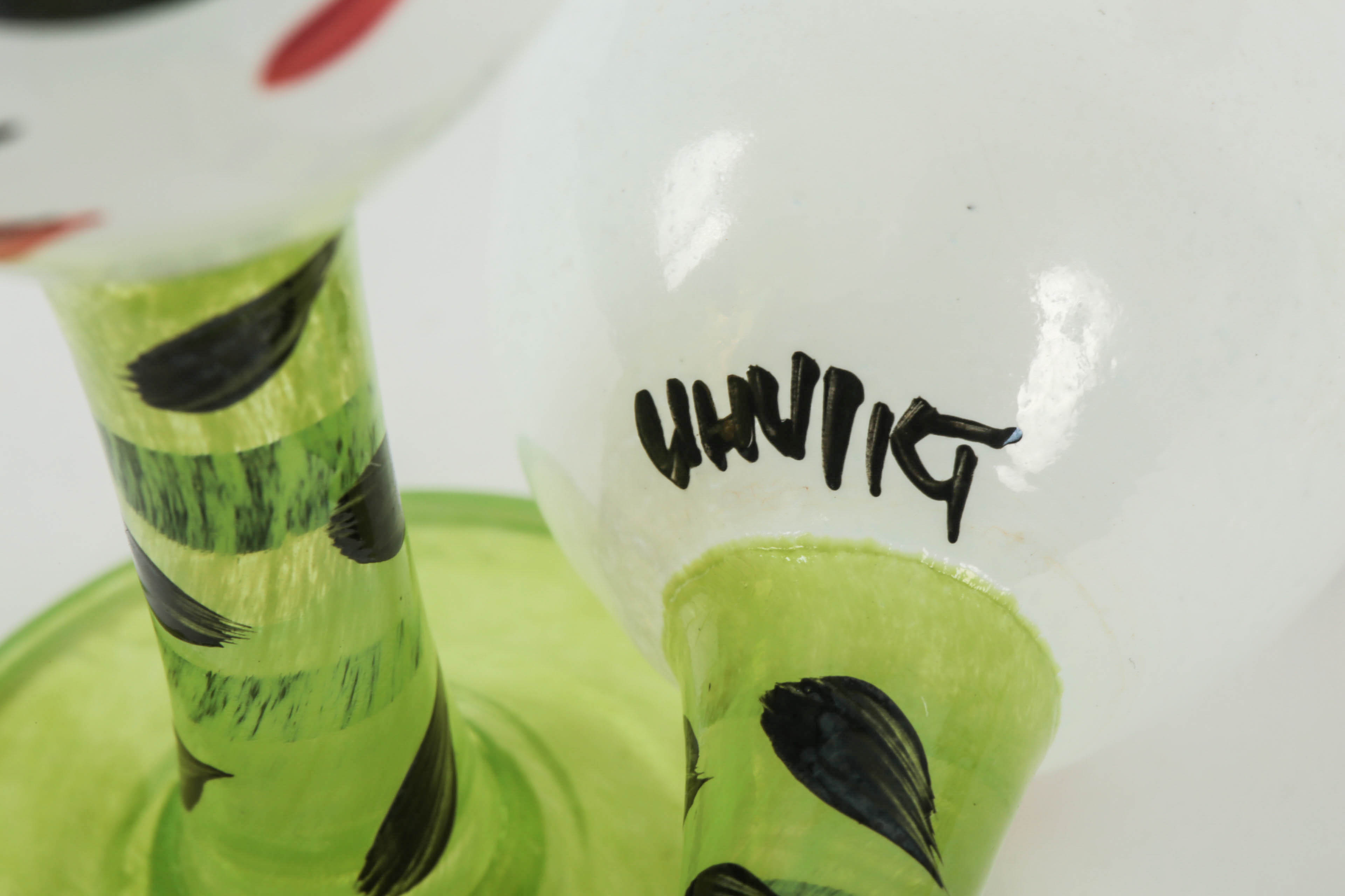 Set of Kosta Boda "Open Minds" Hand-Painted Stemmed Glasses