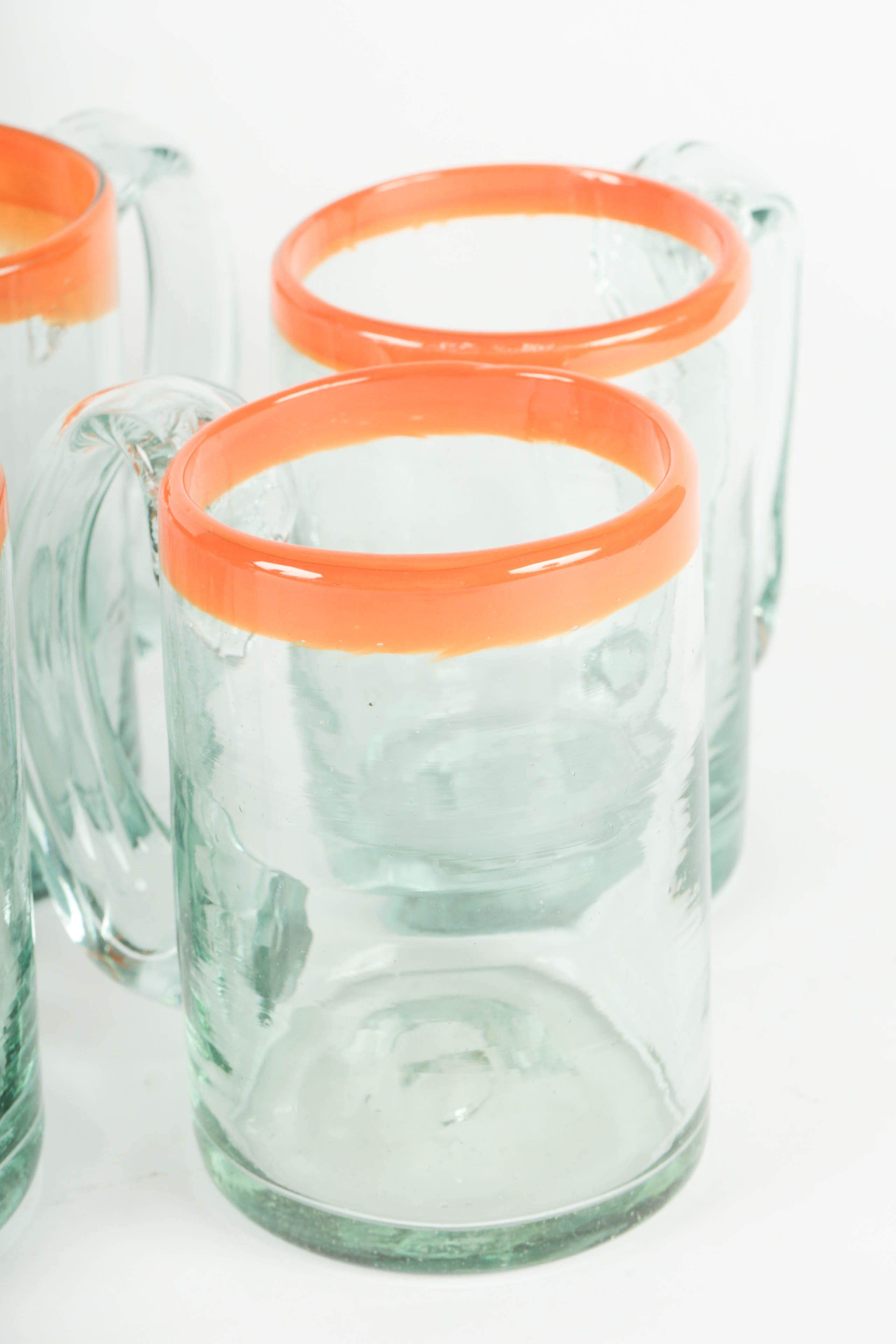 Set of Hand-Blown Glass Mugs and Cups