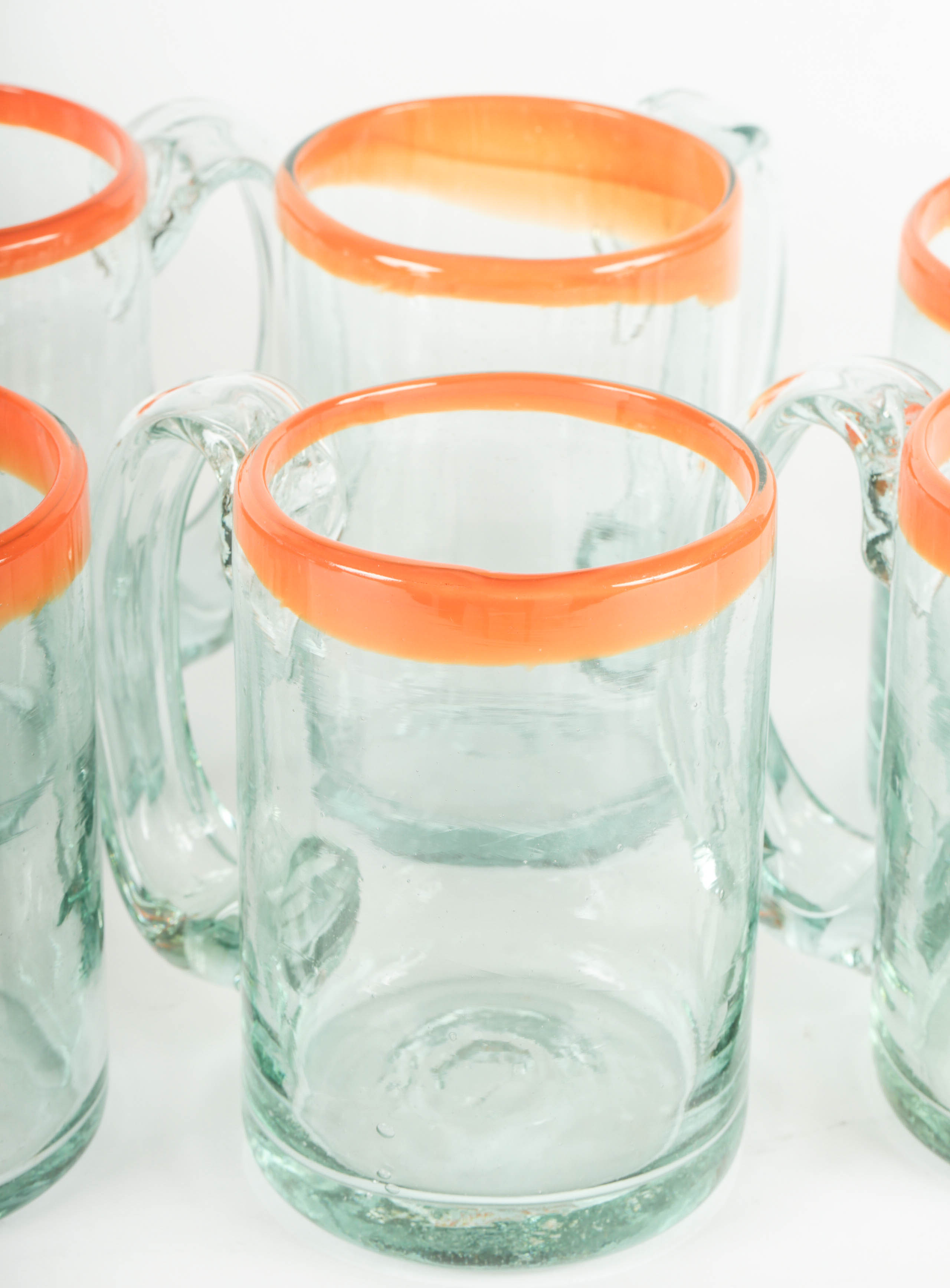 Set of Hand-Blown Glass Mugs and Cups