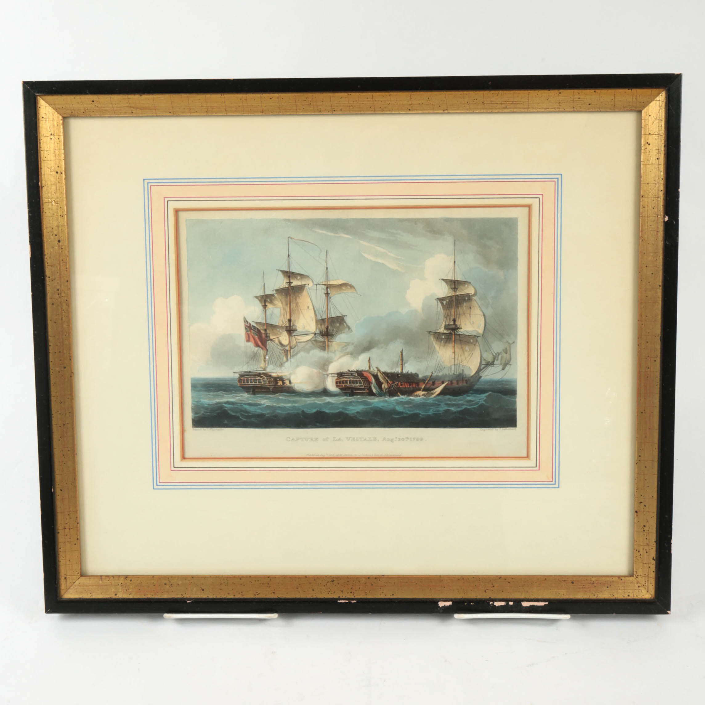 Antique Aquatint Print after Thomas Whitcombe's "Capture of La Vestale"
