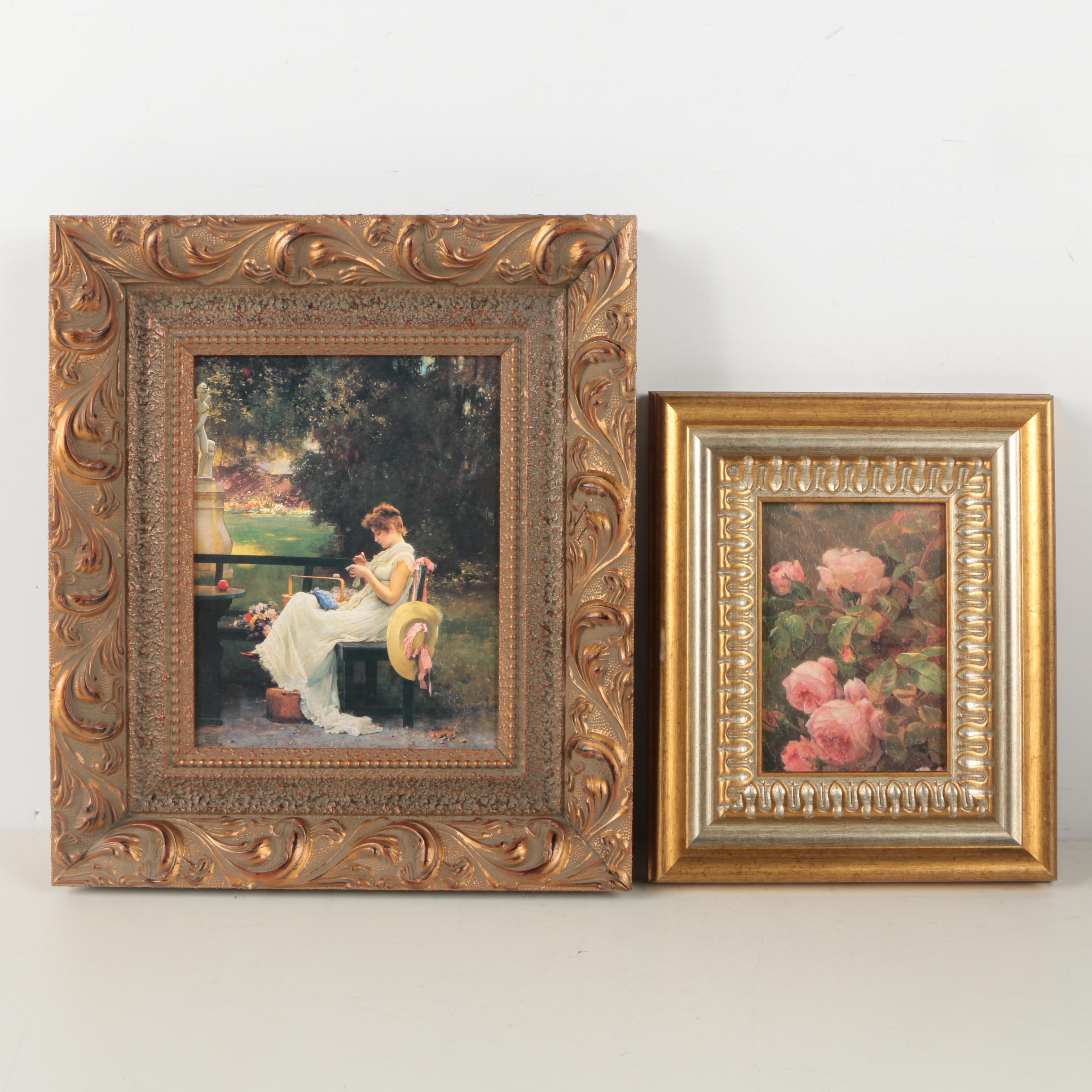 After Marcus Stone "In Love" and Alexandre Debrus Offset Lithographs on Paper