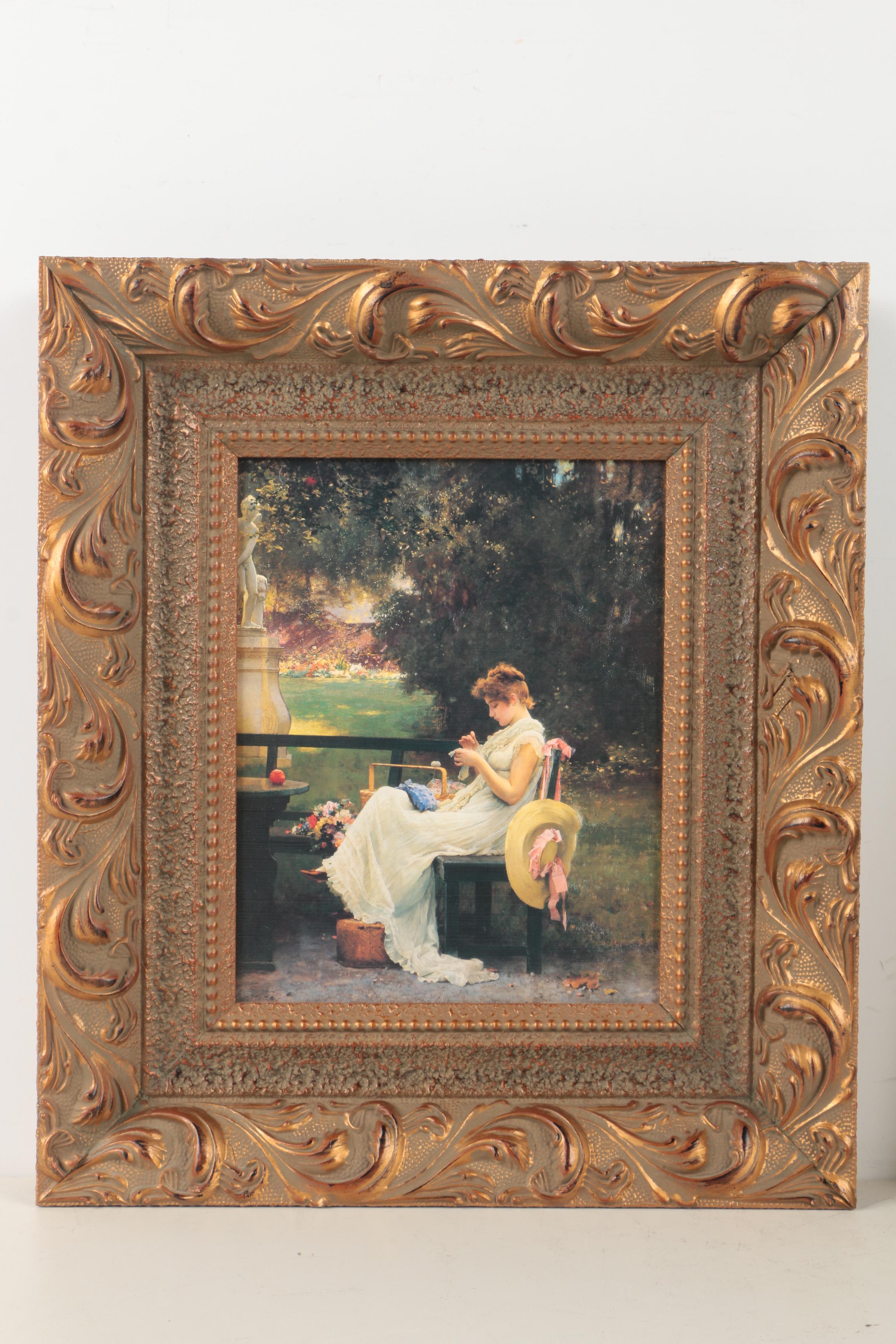 After Marcus Stone "In Love" and Alexandre Debrus Offset Lithographs on Paper