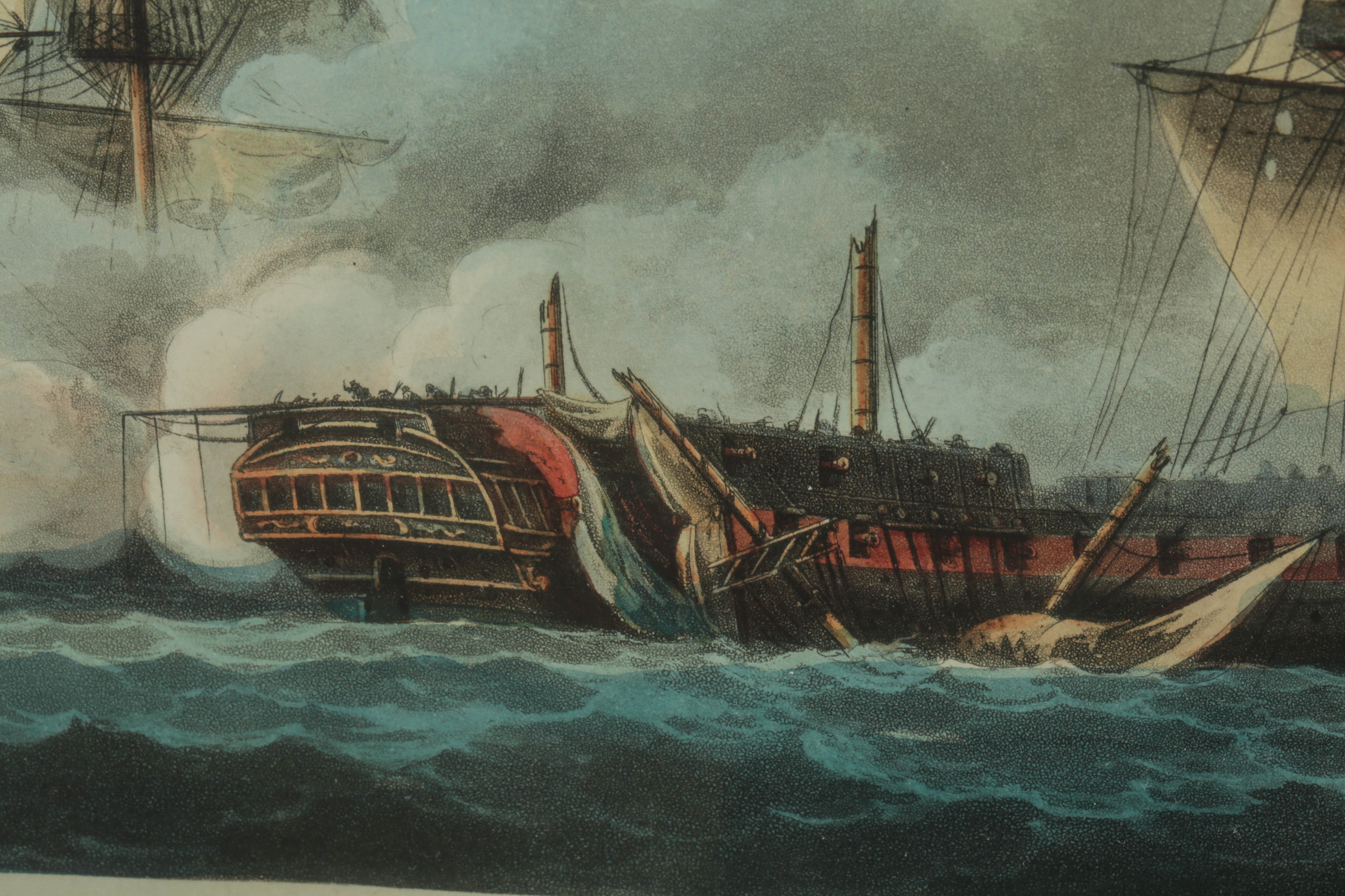 Antique Aquatint Print after Thomas Whitcombe's "Capture of La Vestale"