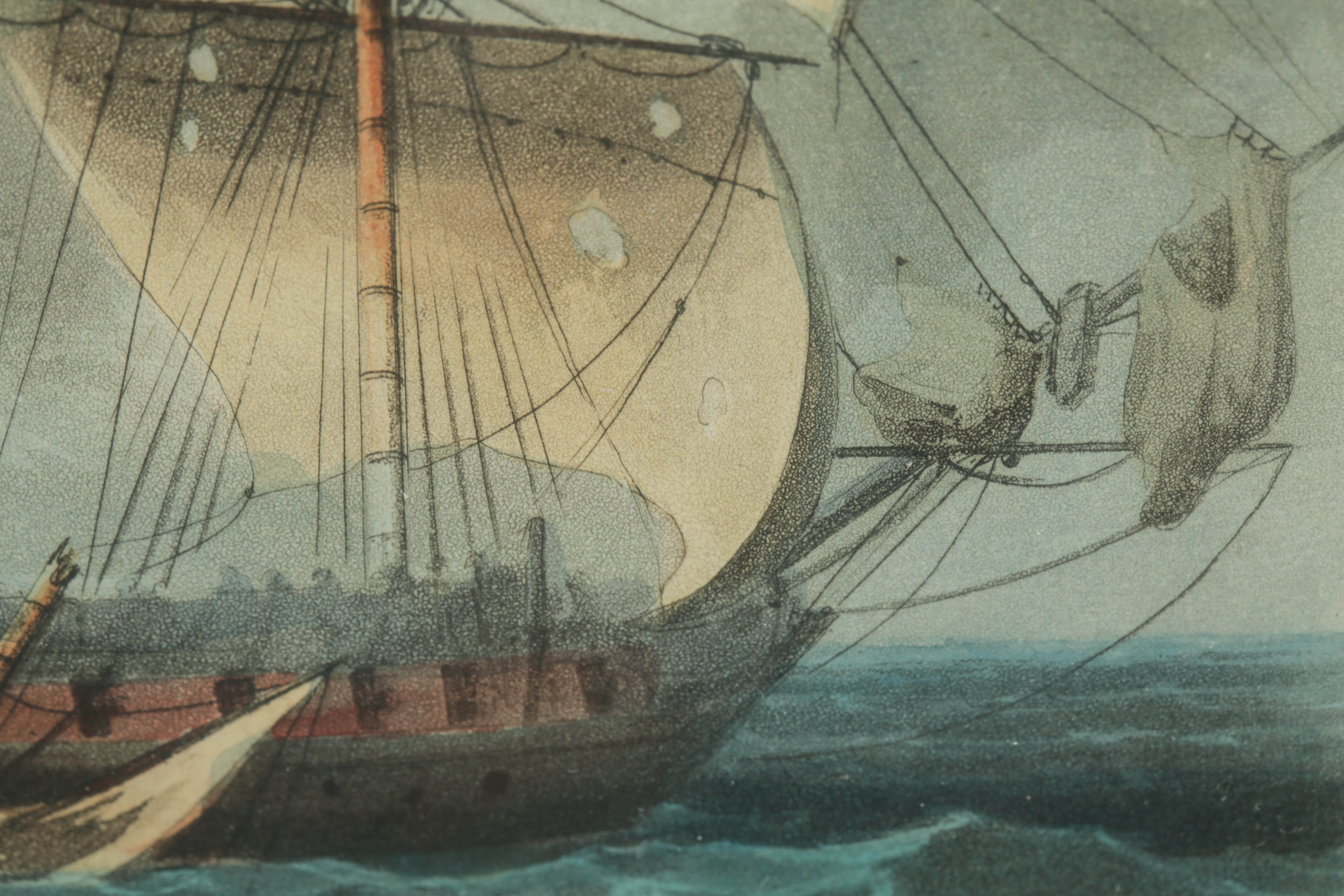 Antique Aquatint Print after Thomas Whitcombe's "Capture of La Vestale"