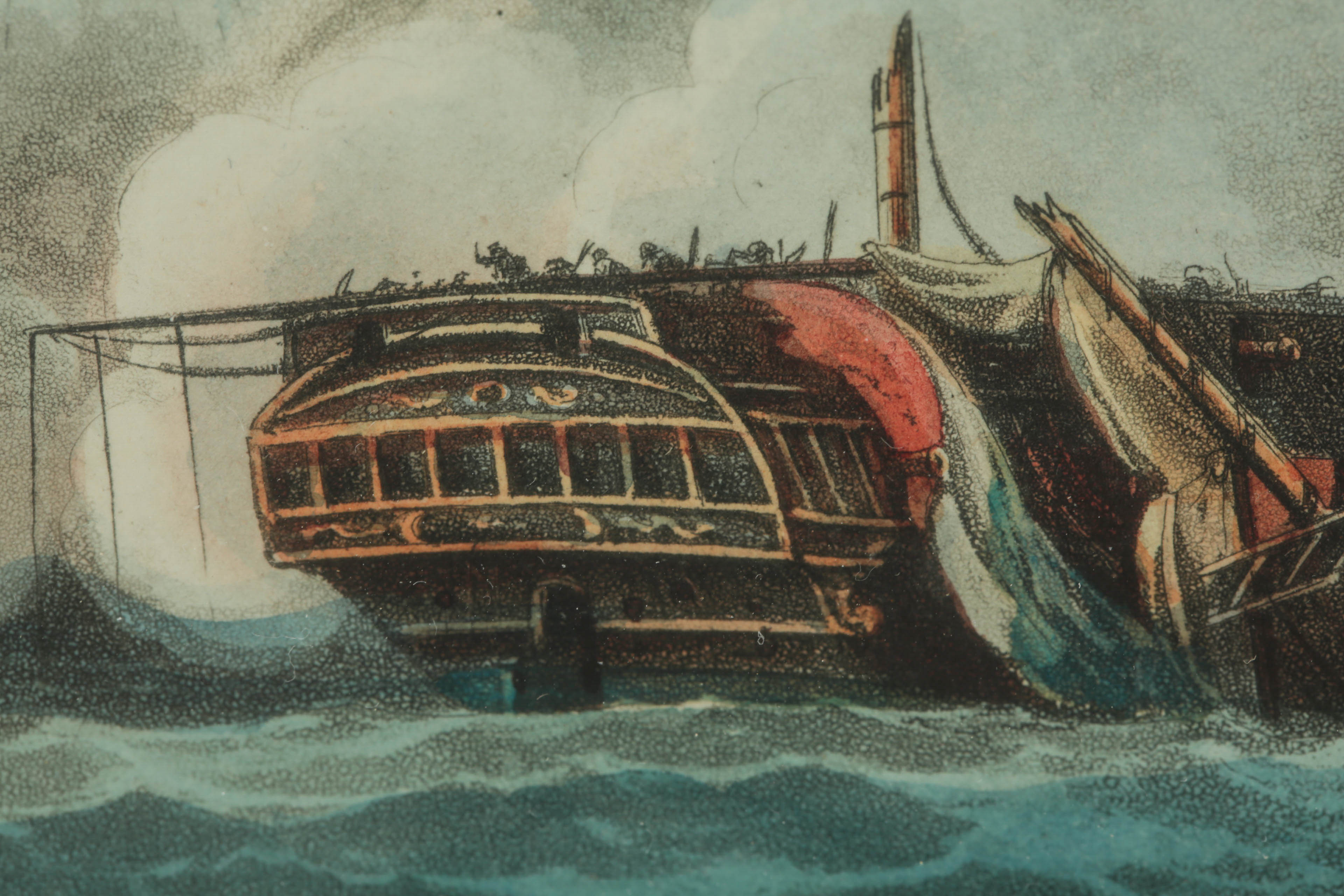 Antique Aquatint Print after Thomas Whitcombe's "Capture of La Vestale"