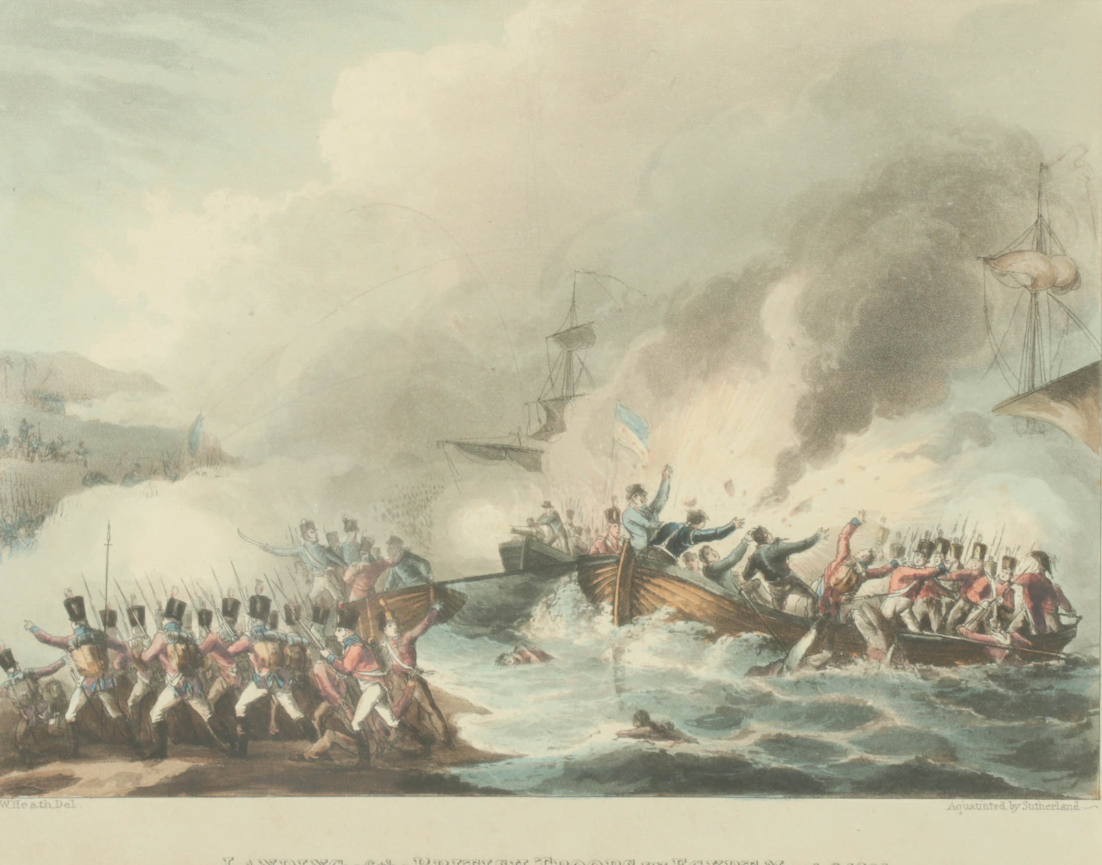 Aquatint Print "Landing of British Troops in Egypt"