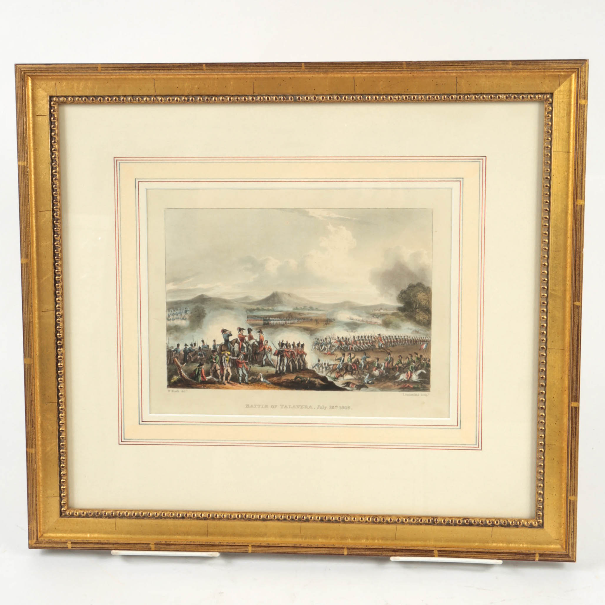 Hand-Colored Aquatint Print, "Battle of Talavera, July 28th 1809"