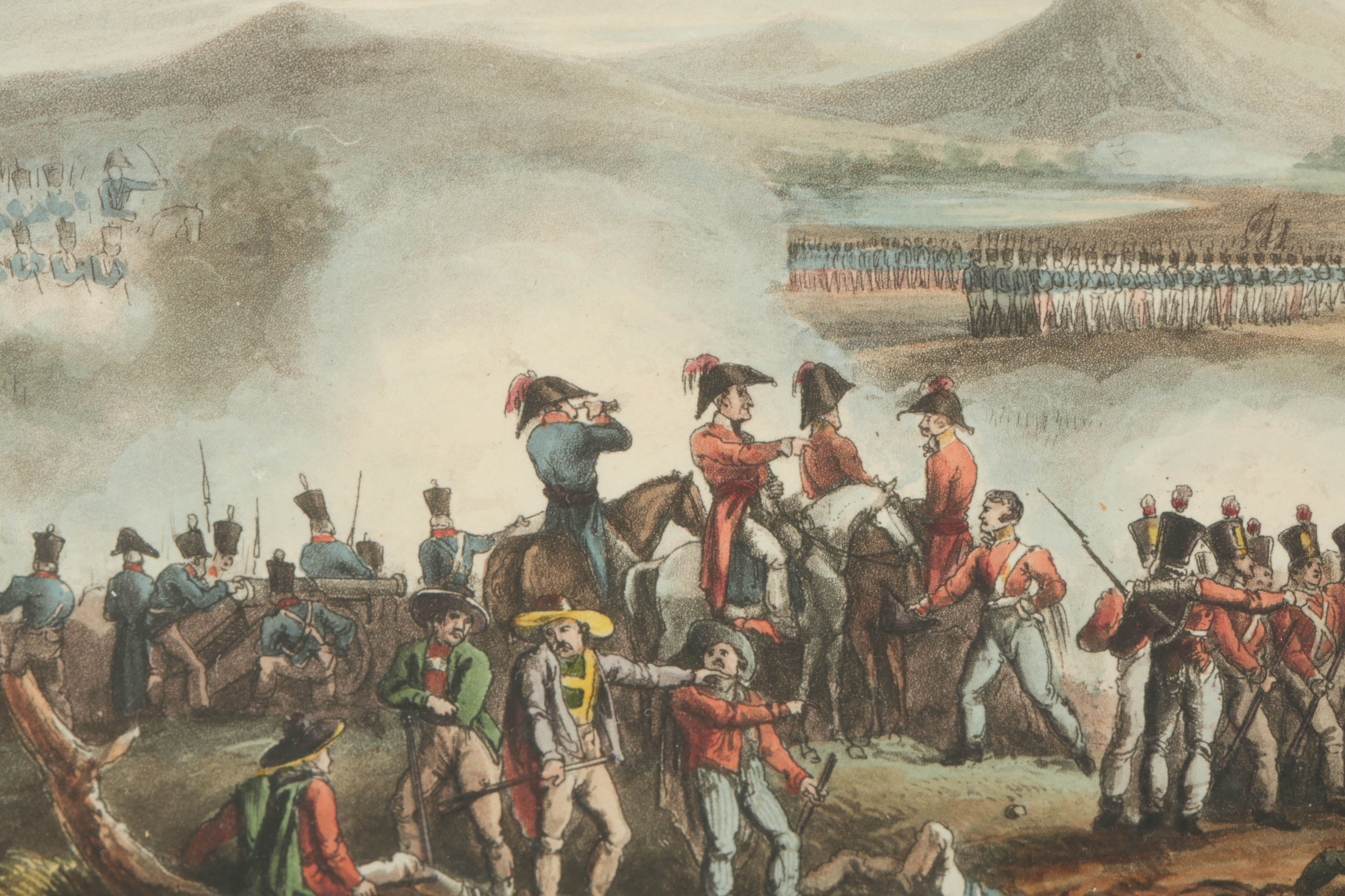 Hand-Colored Aquatint Print, "Battle of Talavera, July 28th 1809"