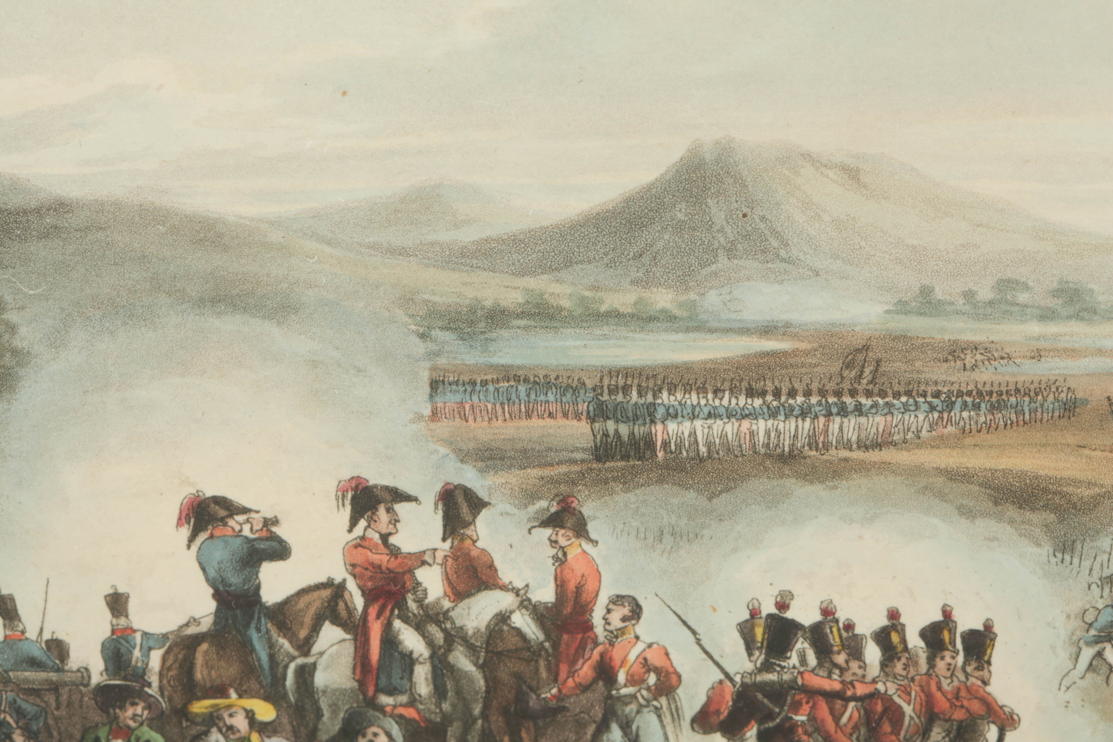 Hand-Colored Aquatint Print, "Battle of Talavera, July 28th 1809"