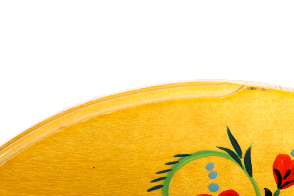 Pair of Vintage Hand-Painted Wood and Metal Trays