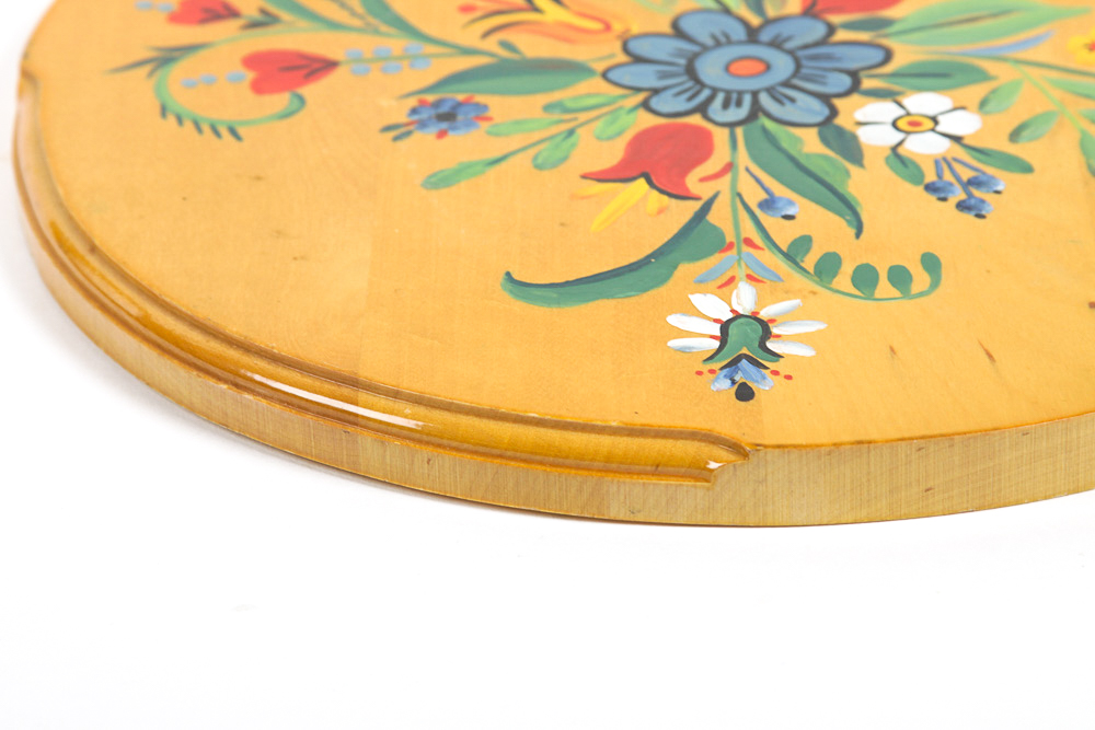 Pair of Vintage Hand-Painted Wood and Metal Trays