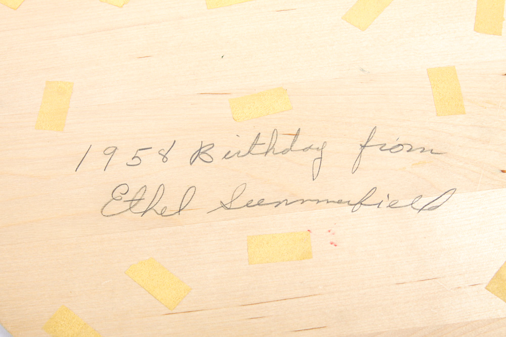 Pair of Vintage Hand-Painted Wood and Metal Trays