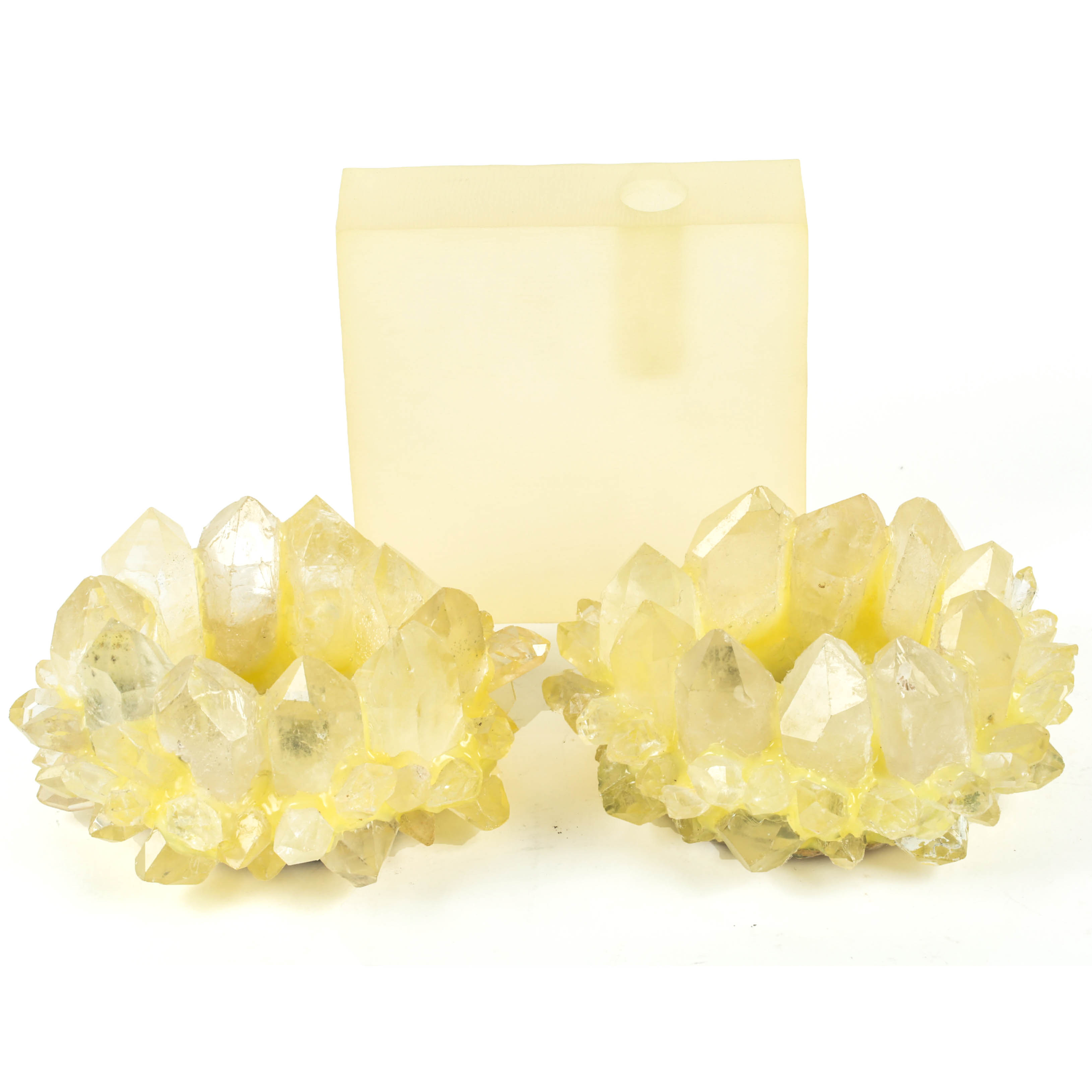 Quartz Crystal and Glass Candle Holders