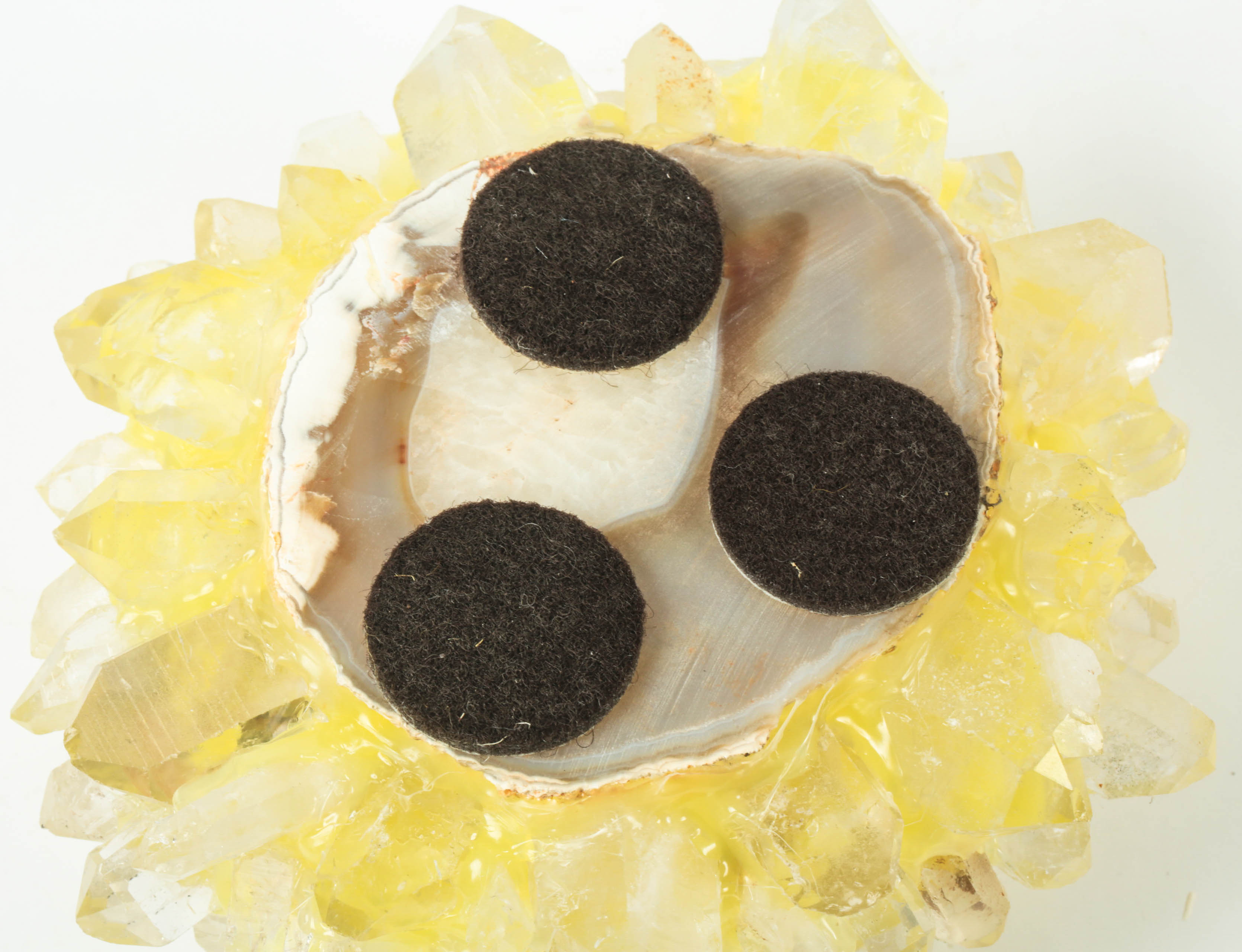 Quartz Crystal and Glass Candle Holders