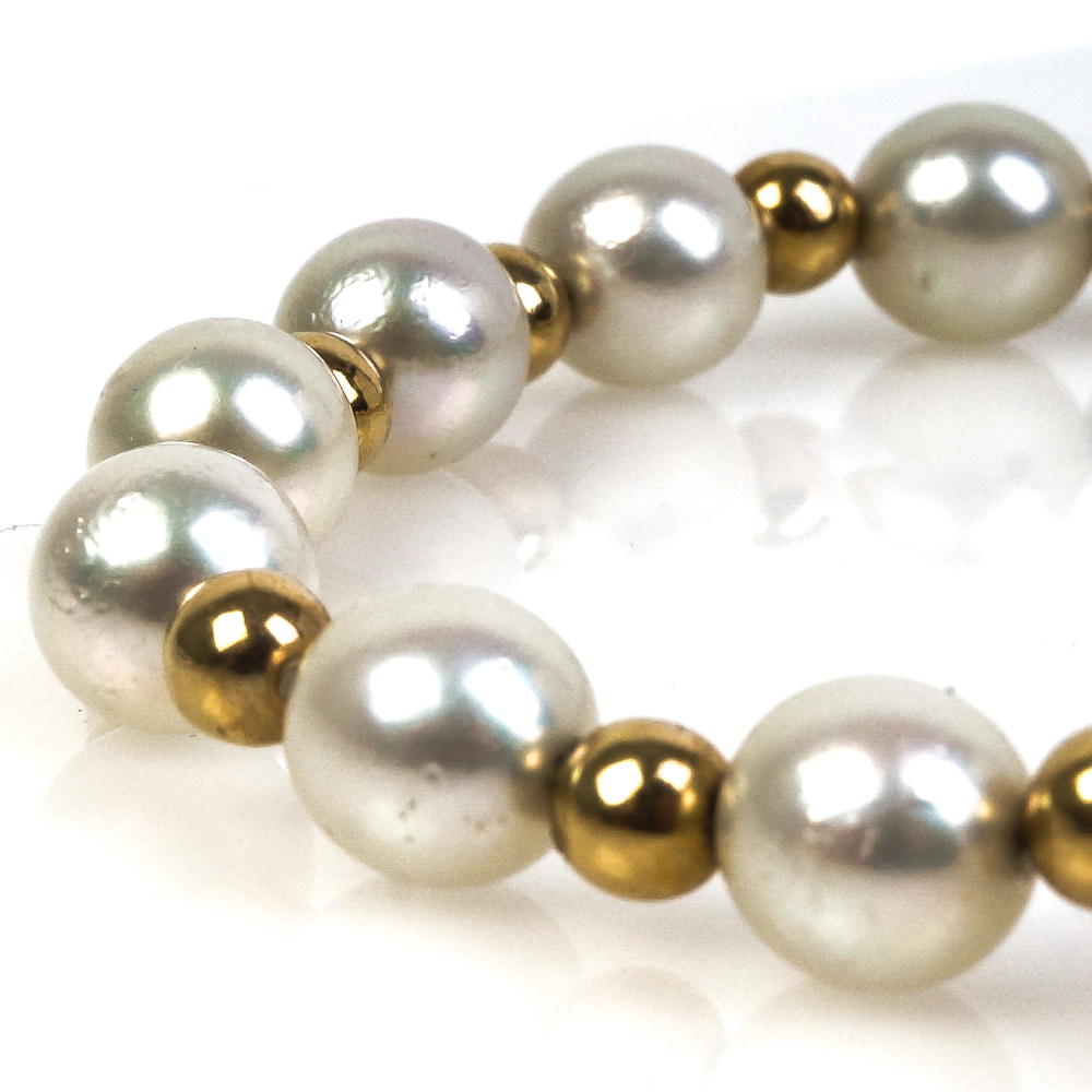 14K Yellow Gold and Cultured Pearl Bracelet