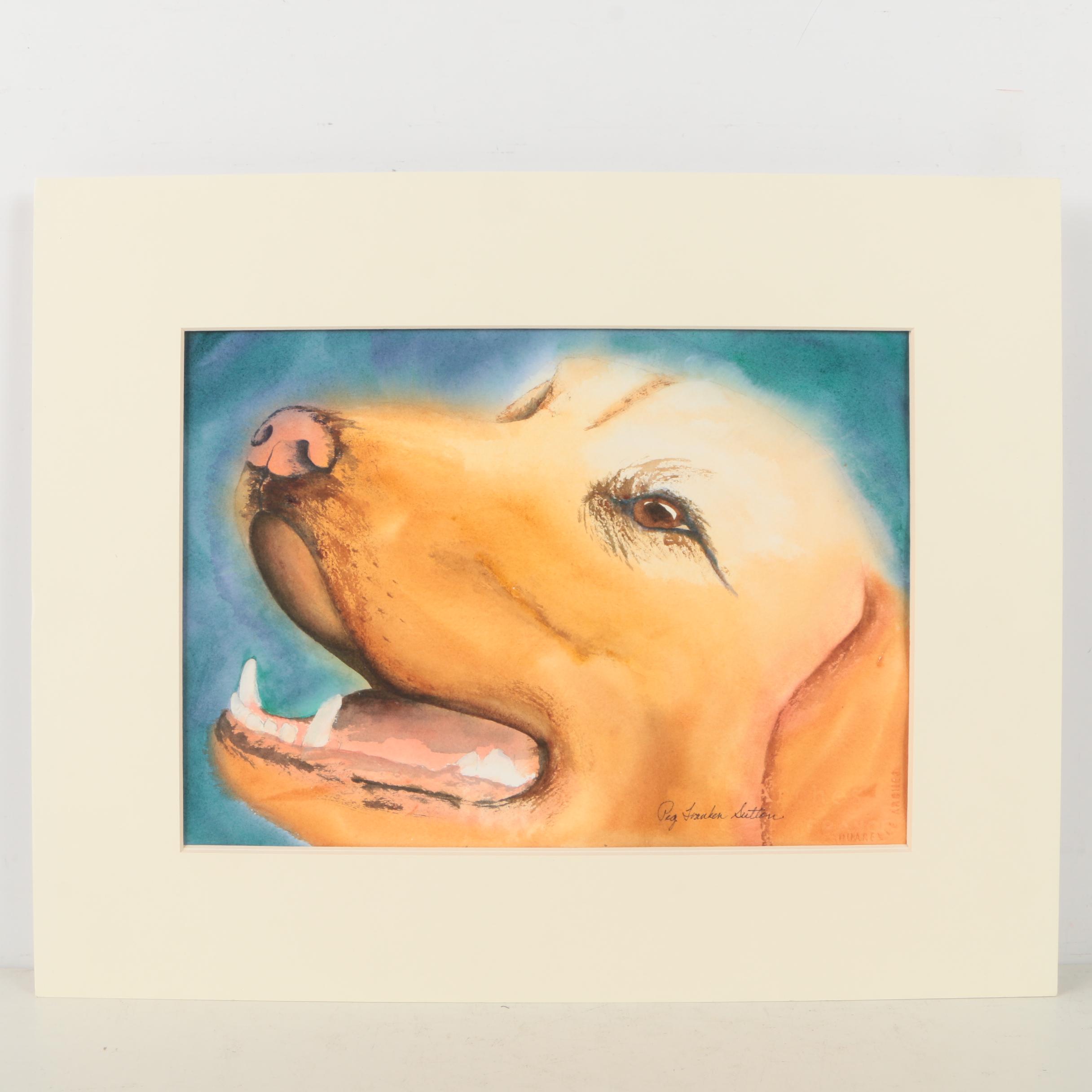 Peg Franken Sutton Watercolor Portrait of Golden Retriever