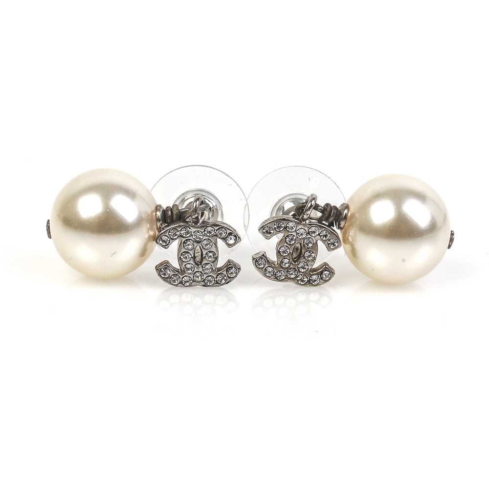 Chanel Faux Pearl Dangle Earrings