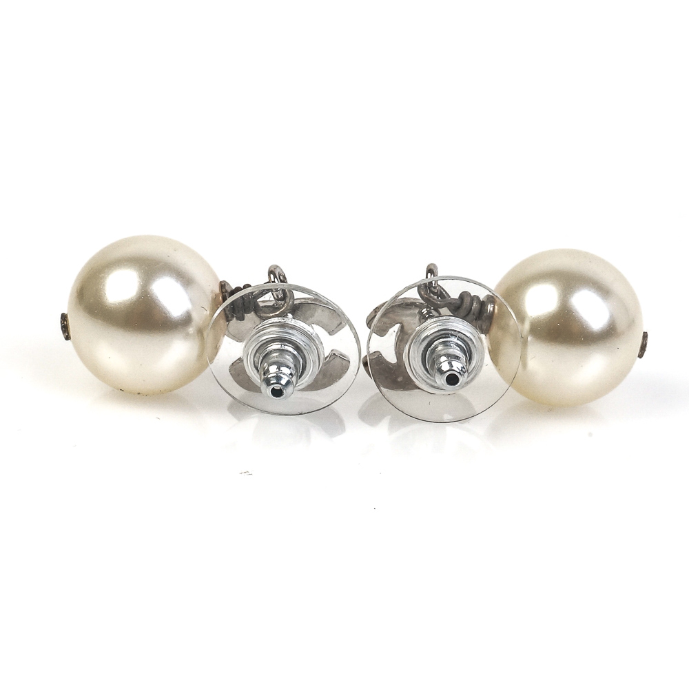 Chanel Faux Pearl Dangle Earrings