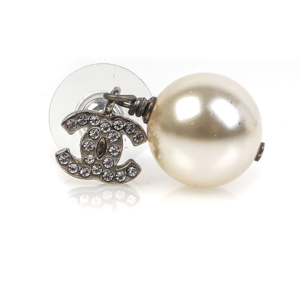 Chanel Faux Pearl Dangle Earrings